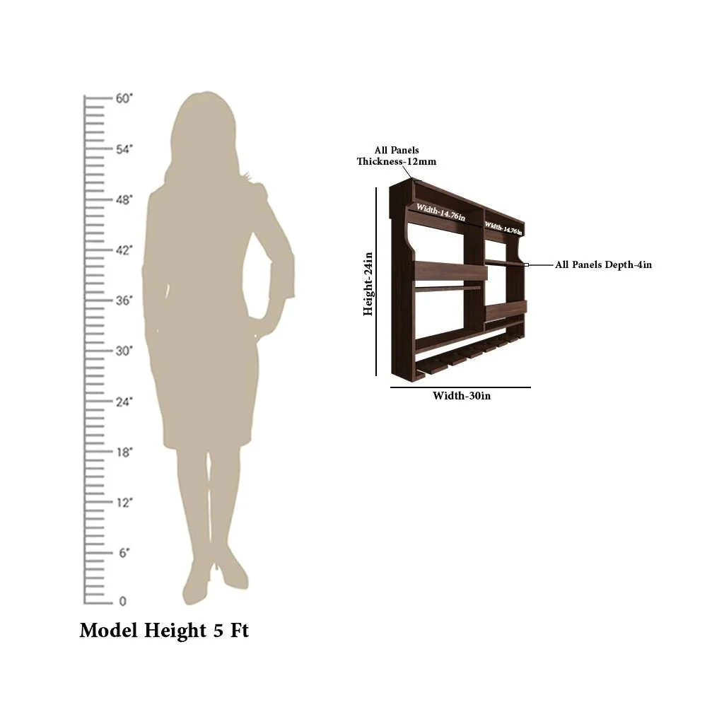 Luxurious Style Backlit Walnut Finished Mini Bar Shelf - Image 7