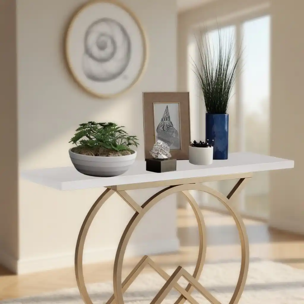 Luxury Accent Console Table with Marble Top for Modern Interiors - Image 4