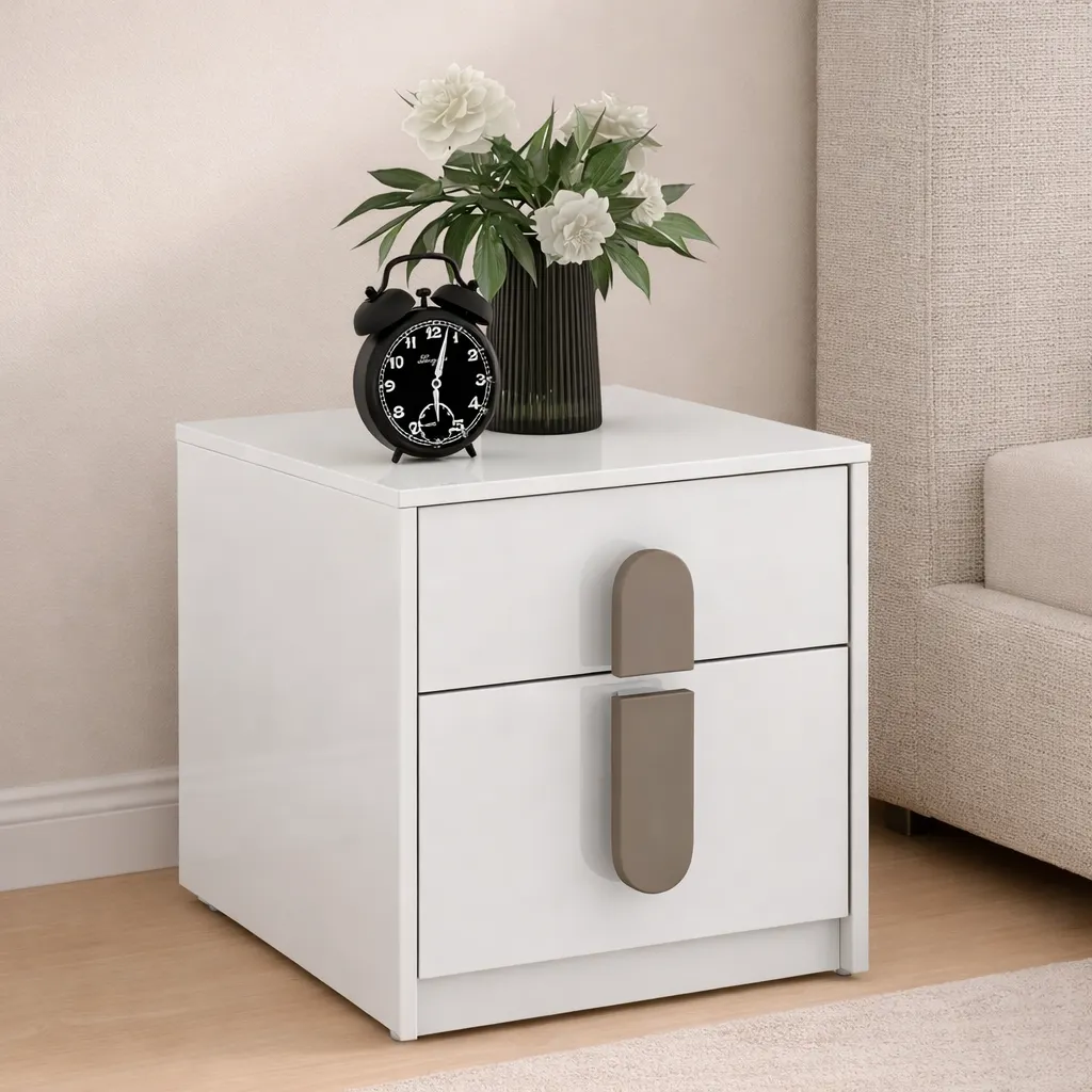 Luxury Bedside Table with Designer Handles & Storage - Image 3