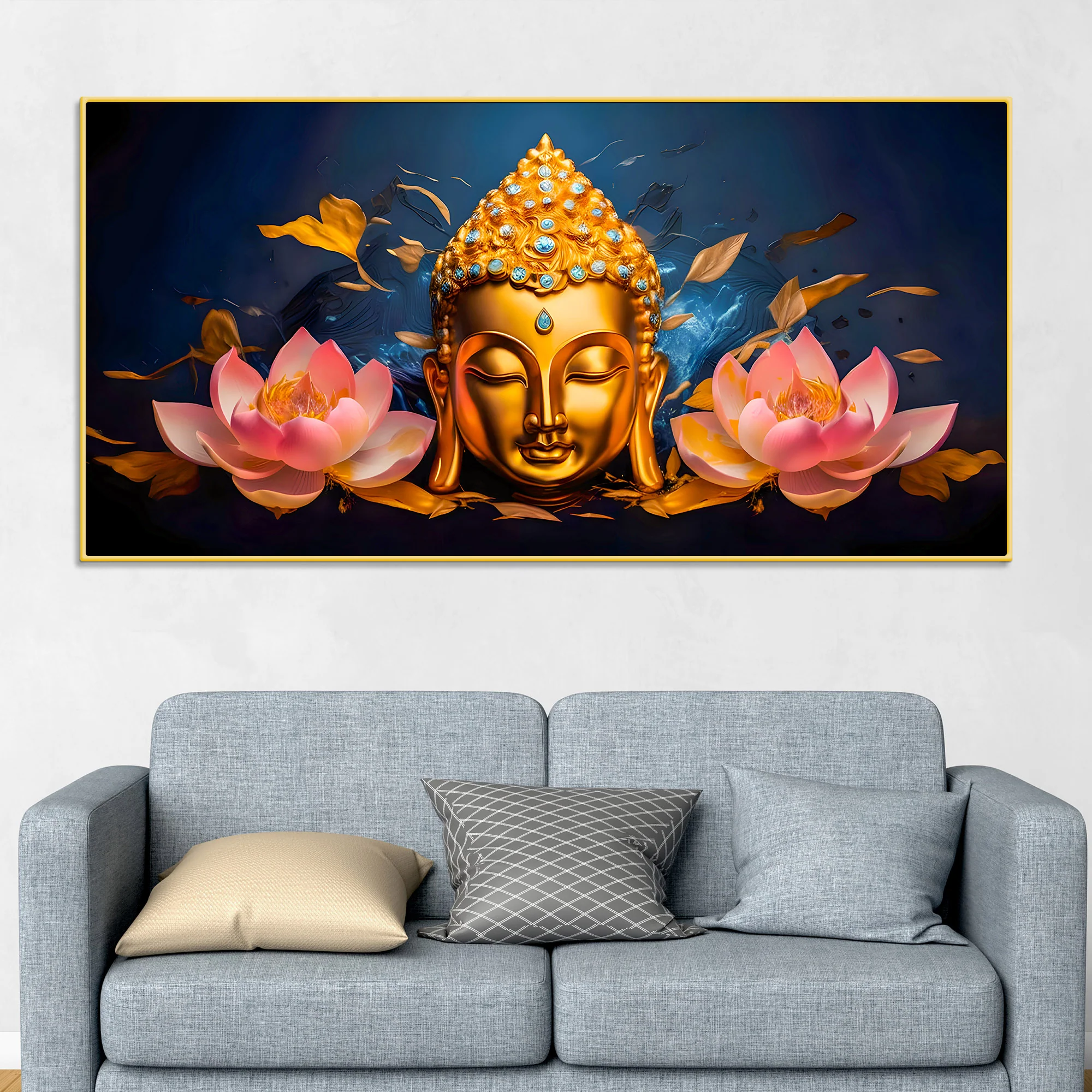 Luxury Buddha Canvas Wall Painting for Living Room Interior - Image 2