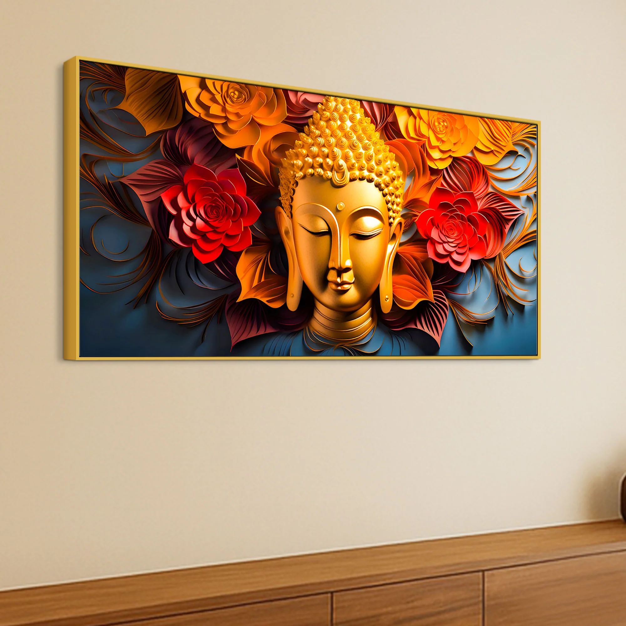 Luxury Buddha Floral Canvas Painting for Home & Office - Image 5