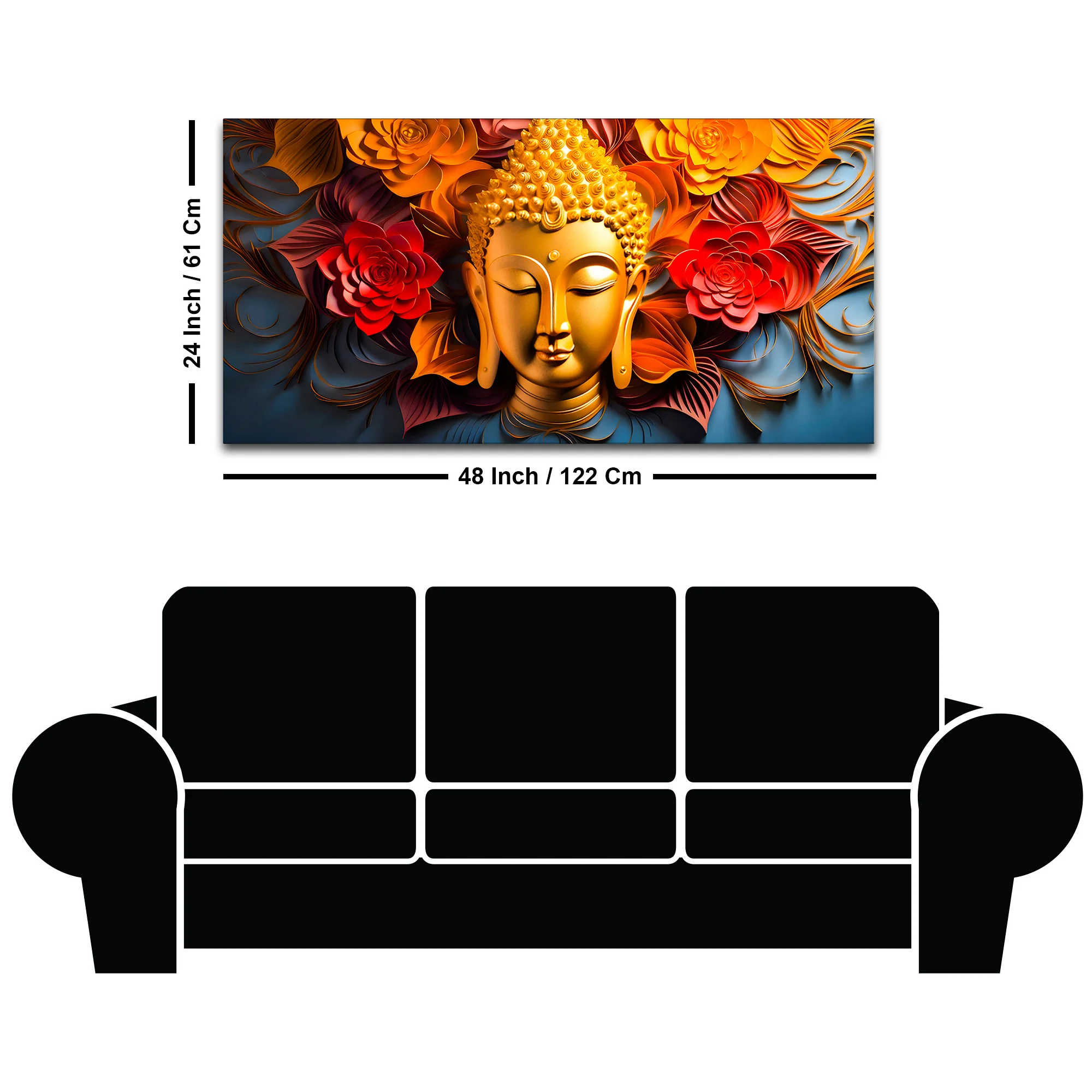 Luxury Buddha Floral Canvas Painting for Home & Office - Image 8