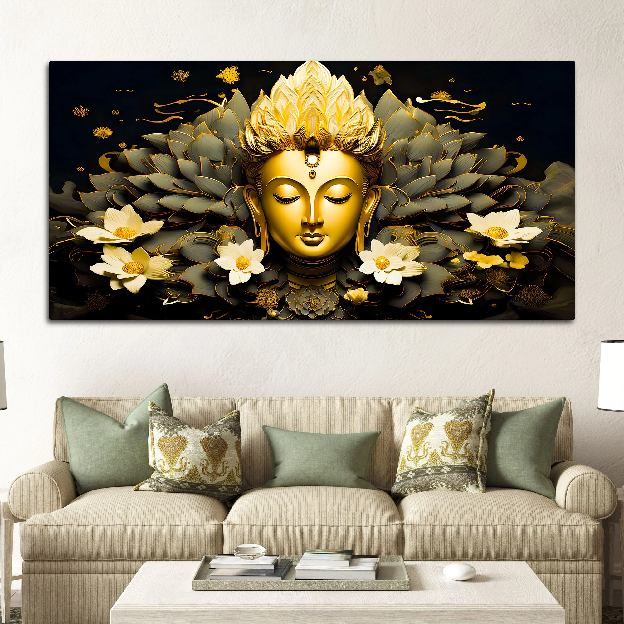 Luxury Buddha Spiritual Canvas Wall Painting - Image 3