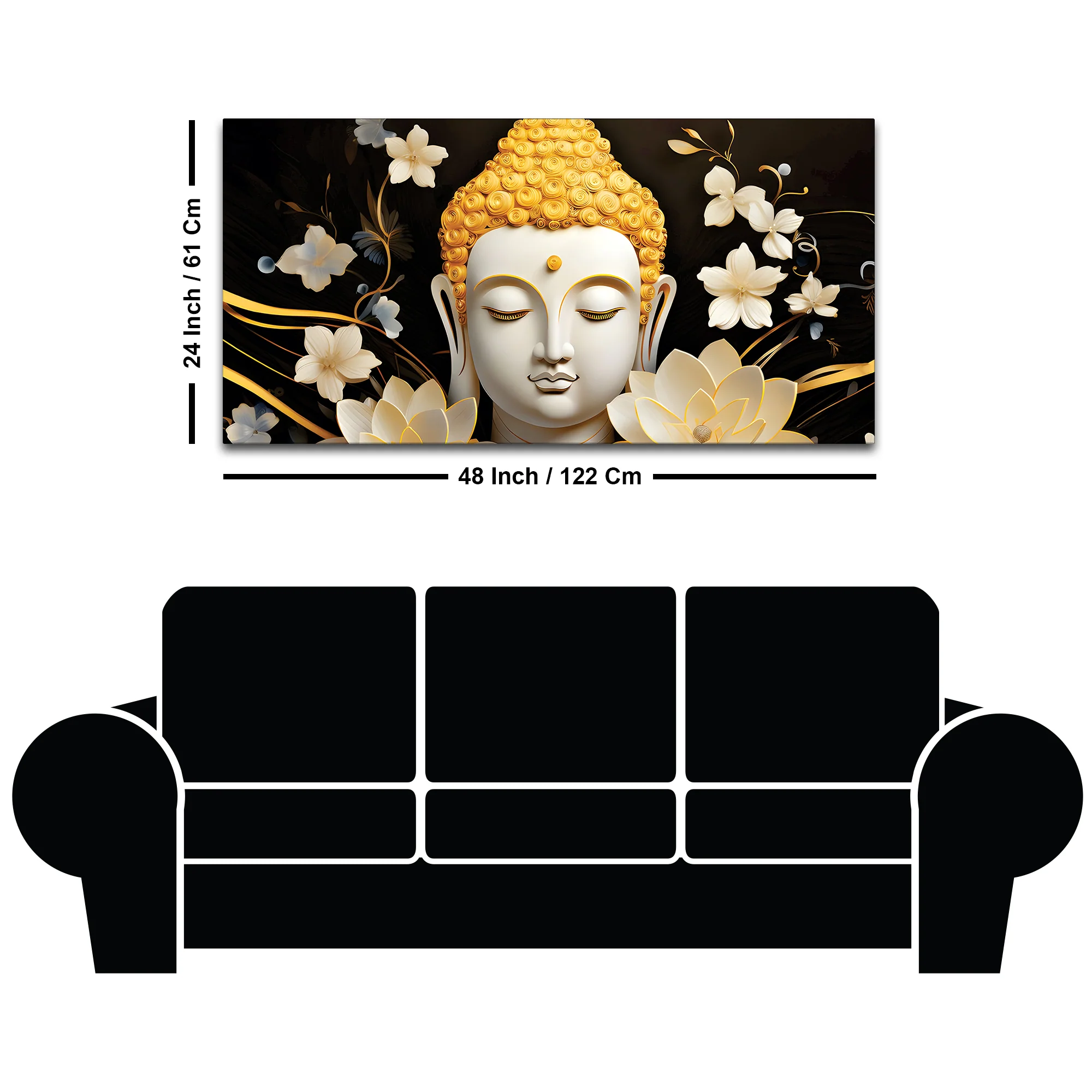 Luxury Buddha Wall Painting with Blooming Floral Background - Image 8