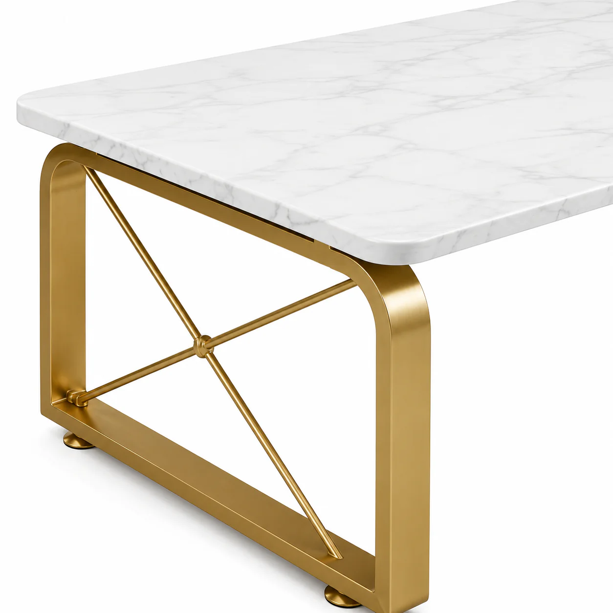 Luxury Center Table with White Marble Finish and Gold Frame - Image 5