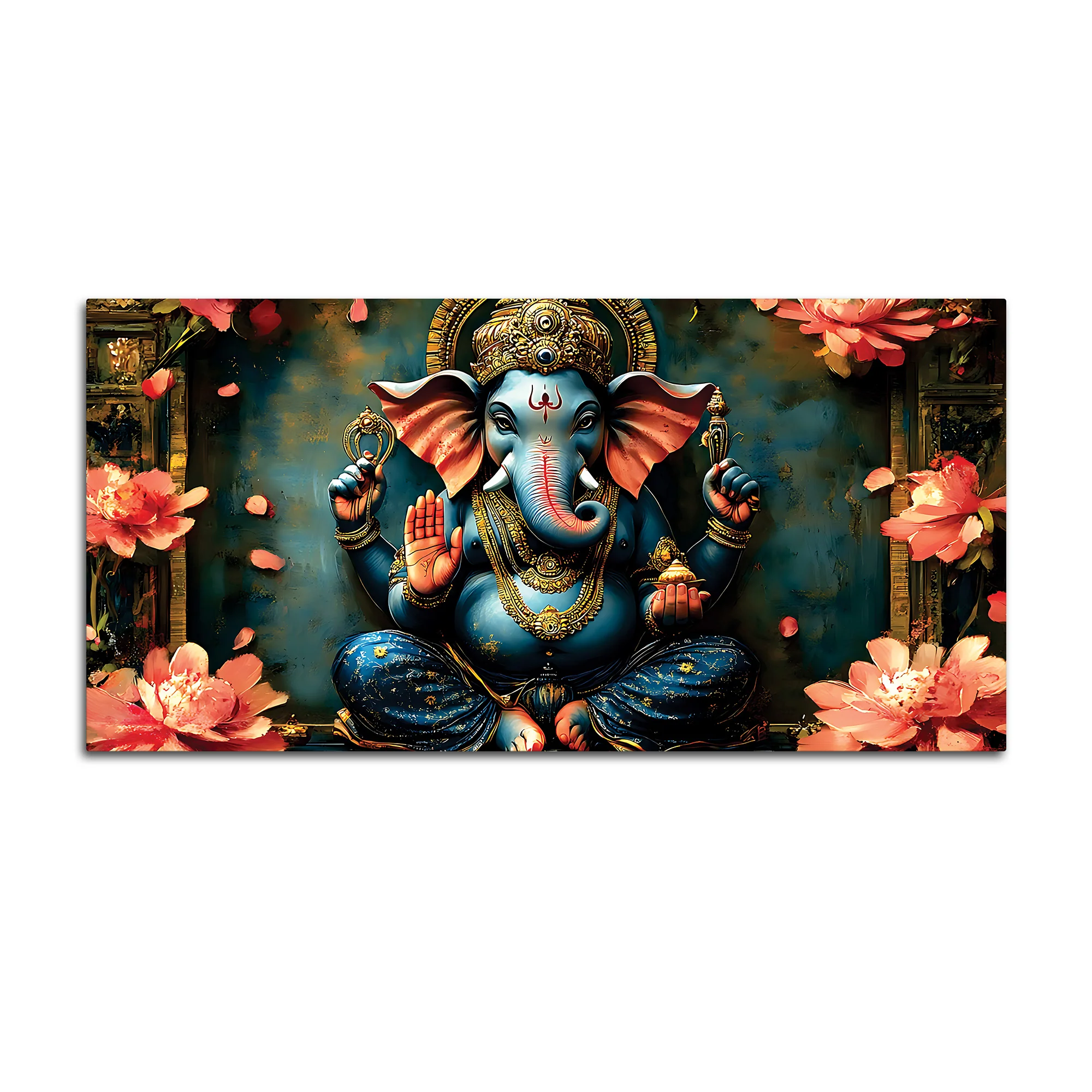 Luxury Divine Lord Ganpati Canvas Wall Painting for Elegant Interiors – Modern Devotional Wall Decor - Image 4