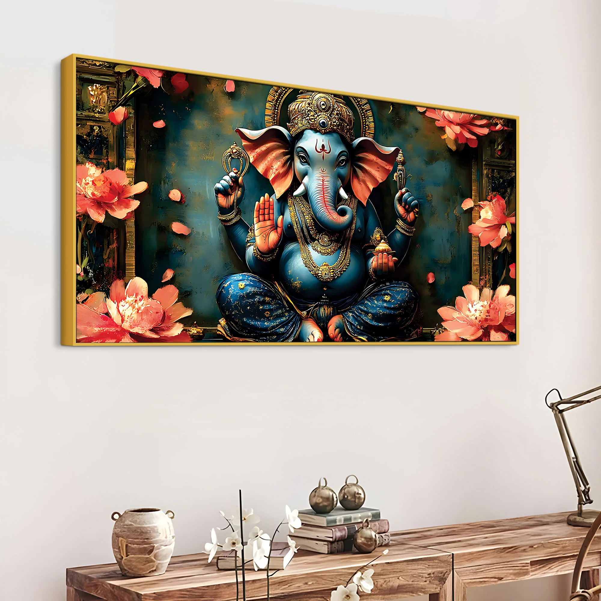 Luxury Divine Lord Ganpati Canvas Wall Painting for Elegant Interiors – Modern Devotional Wall Decor - Image 5