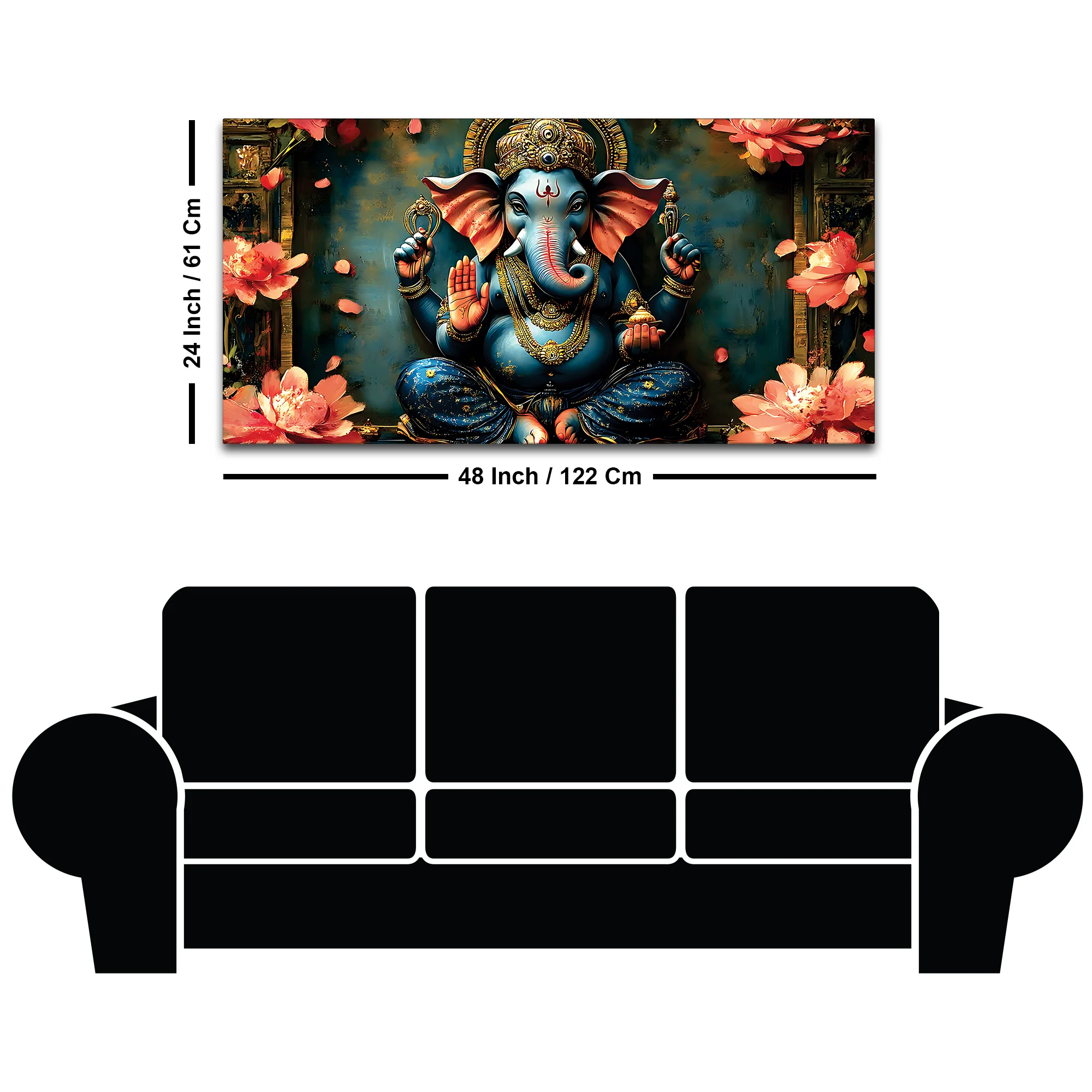 Luxury Divine Lord Ganpati Canvas Wall Painting for Elegant Interiors – Modern Devotional Wall Decor - Image 8