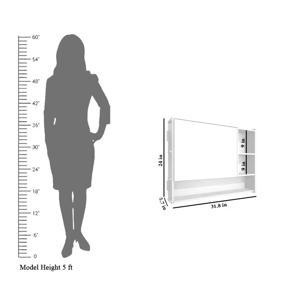 Luxury Elegant Bathroom Mirror Cabinet with 5 Spacious Shelves with Brown Finish - Image 6