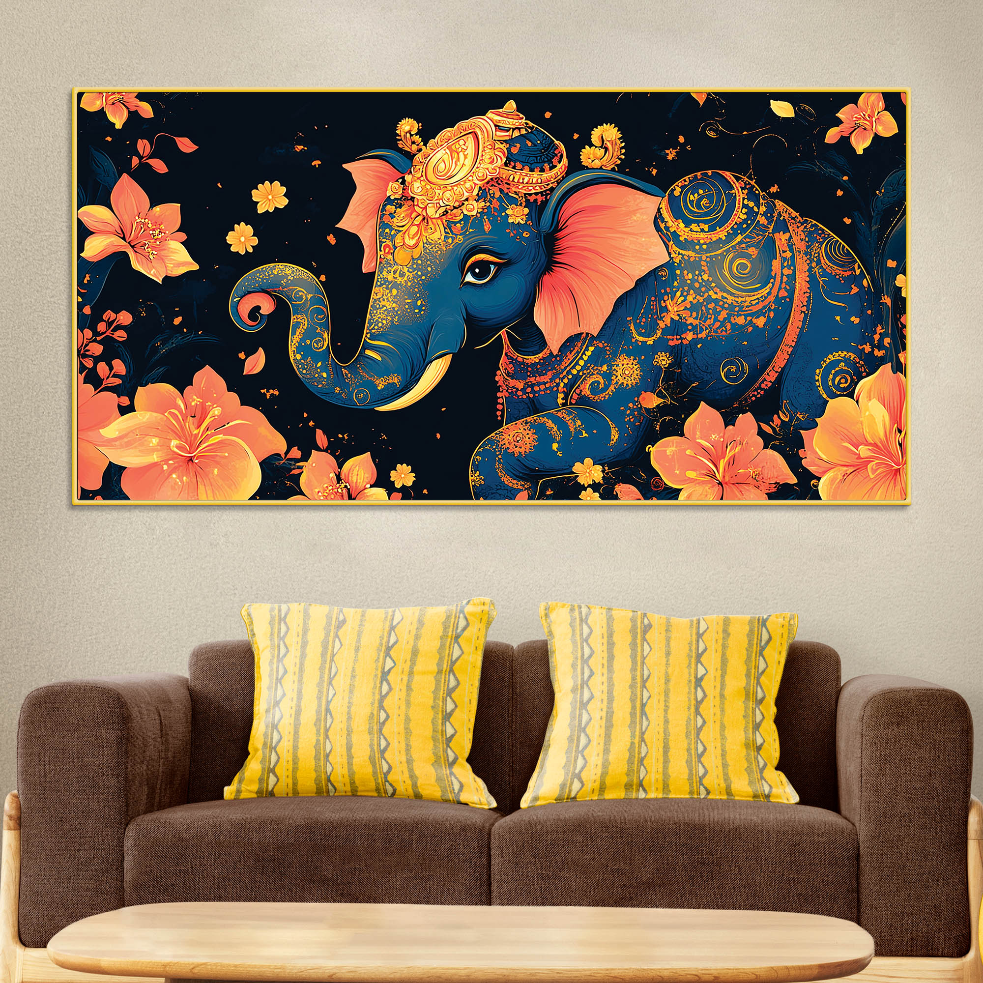 Luxury Elephant Art Premium Canvas Wall Painting - Image 2