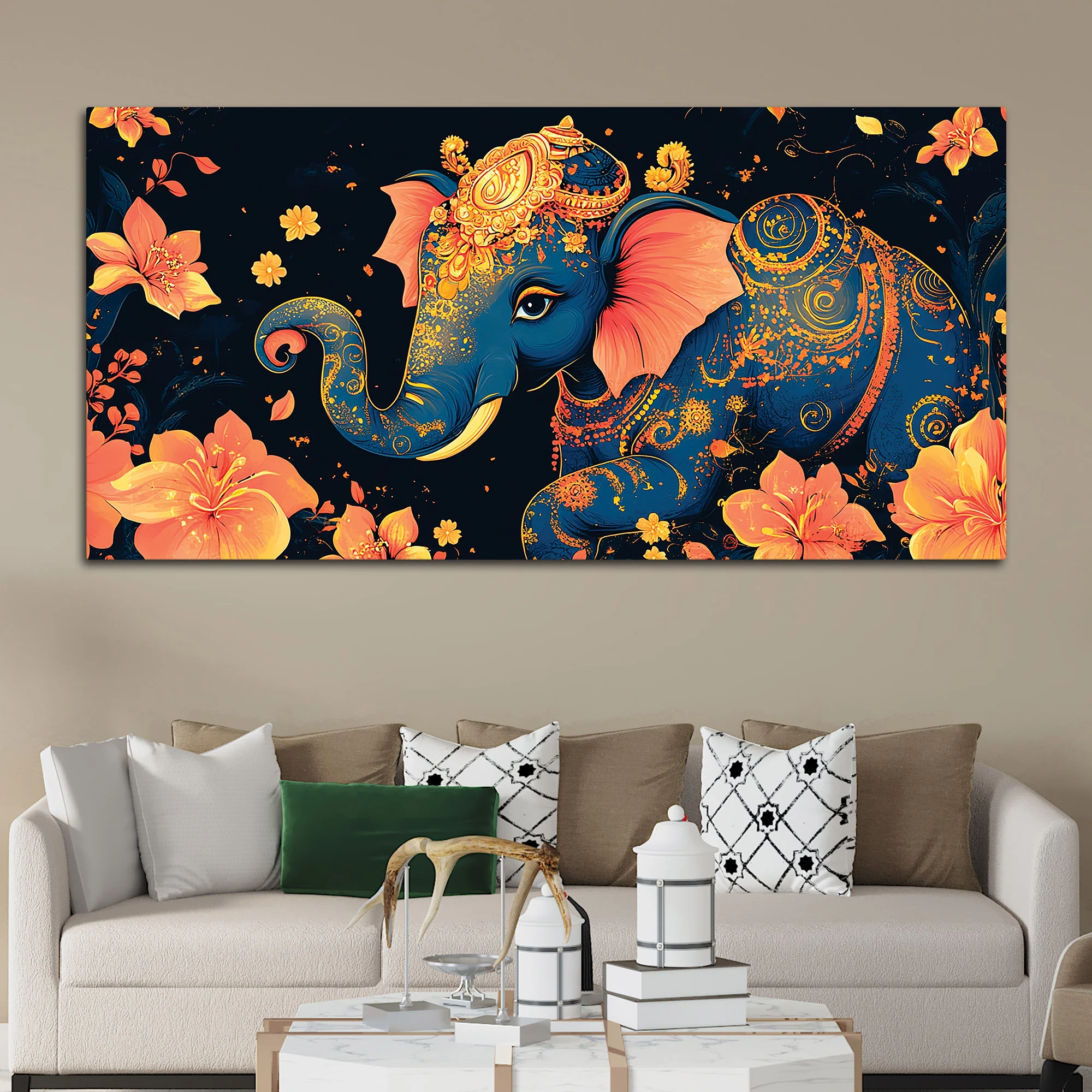 Luxury Elephant Art Premium Canvas Wall Painting - Image 3