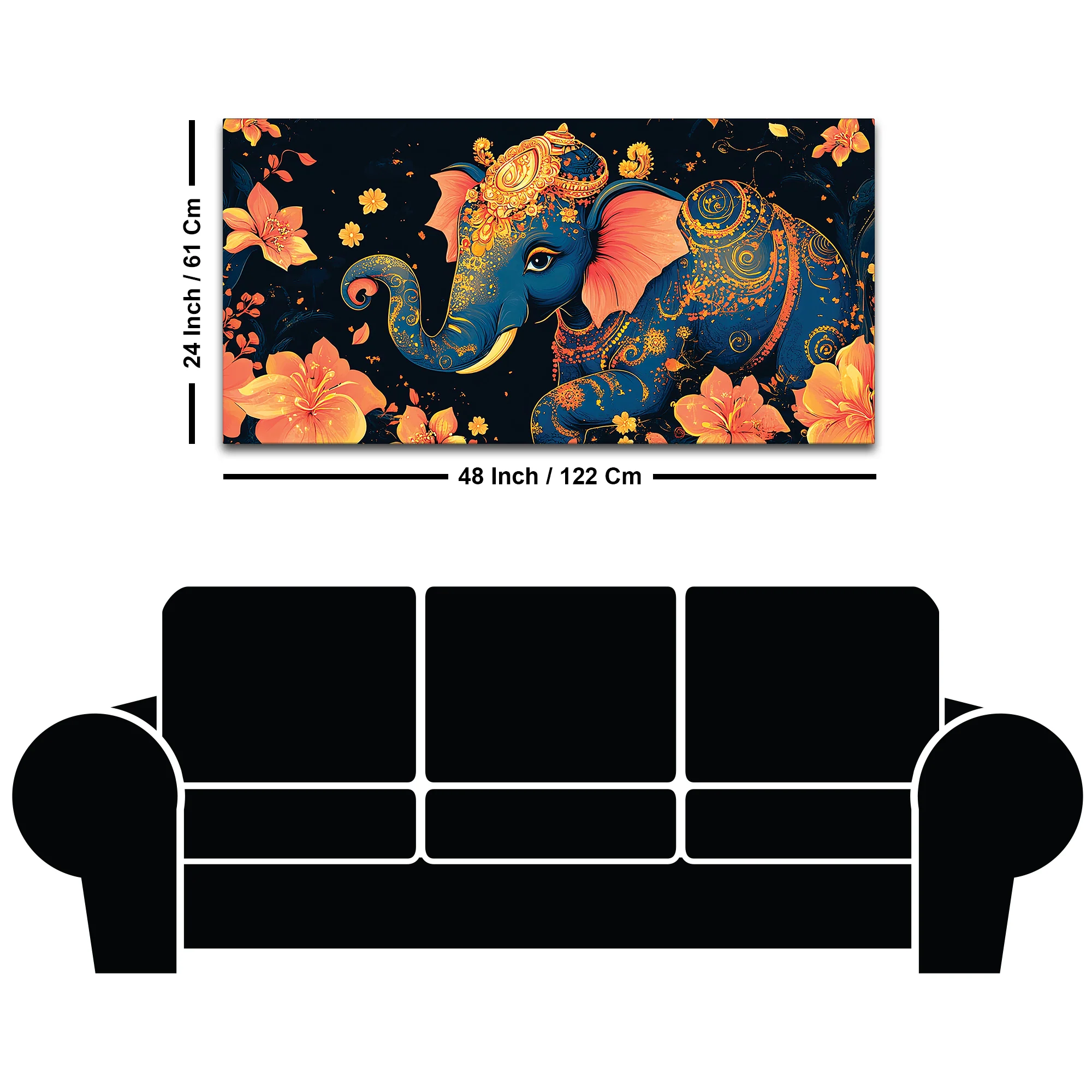 Luxury Elephant Art Premium Canvas Wall Painting - Image 8