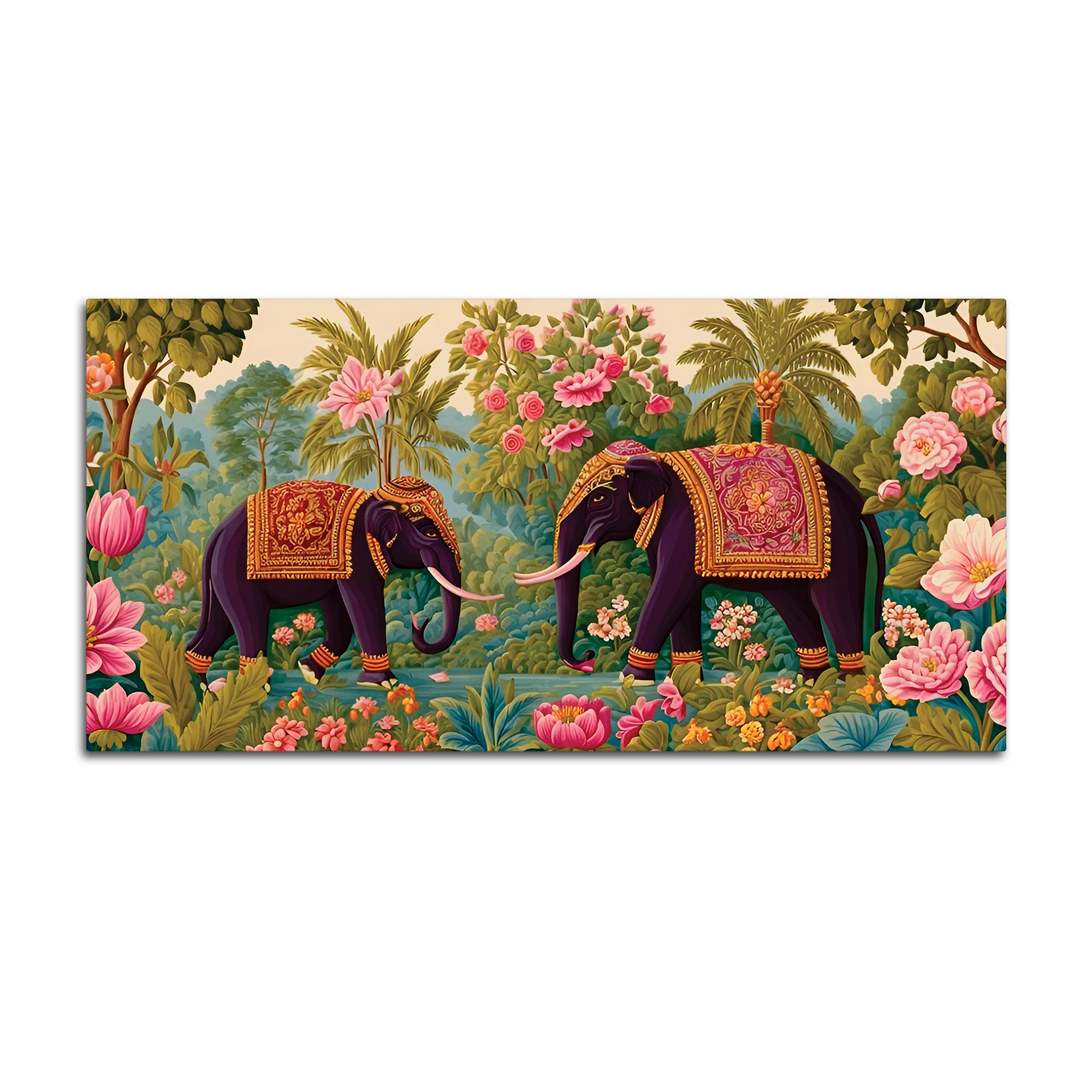 Luxury Elephant Pair Canvas Wall Painting - Image 7