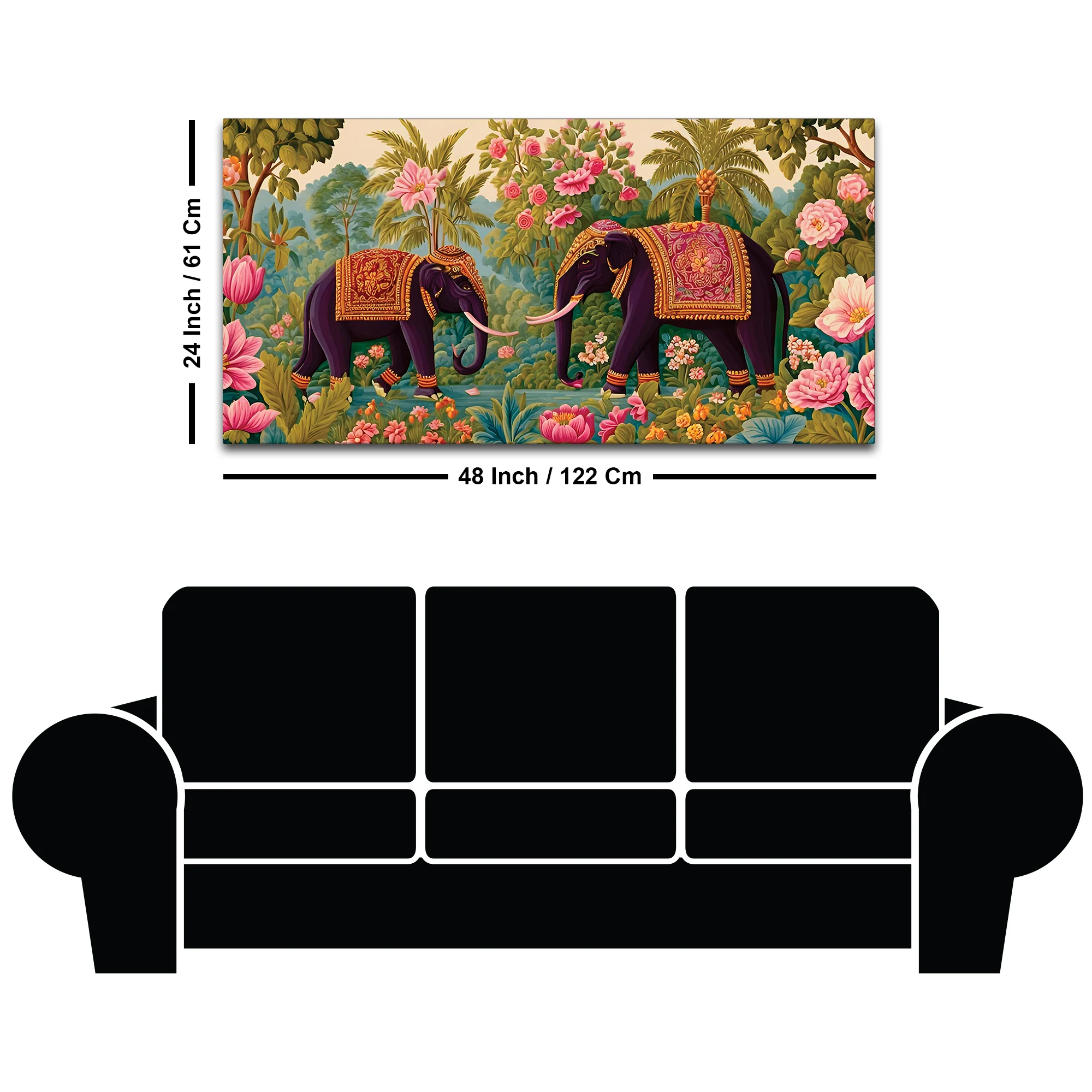 Luxury Elephant Pair Canvas Wall Painting - Image 8
