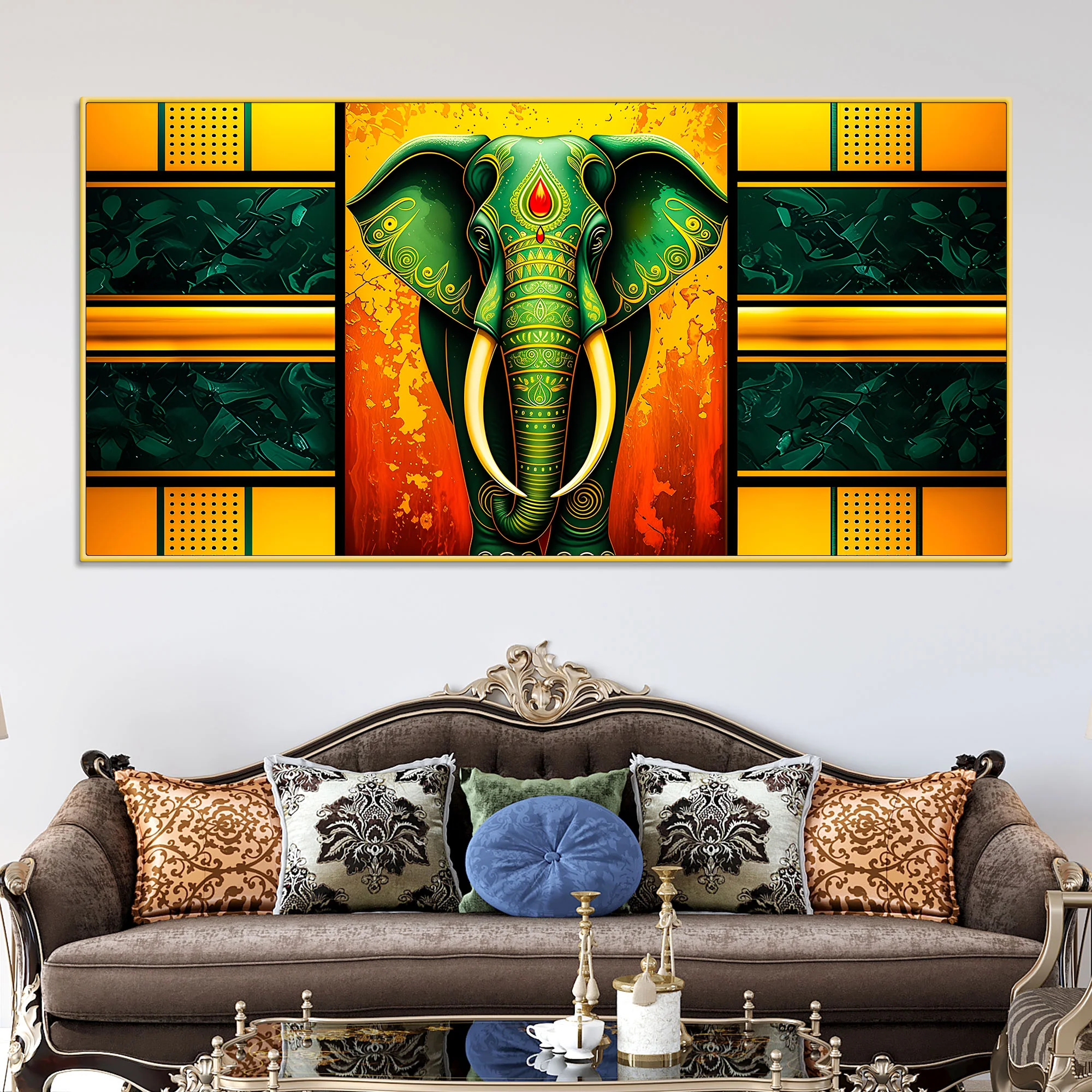 Luxury Elephant Wall Art Painting for Living Room Décor