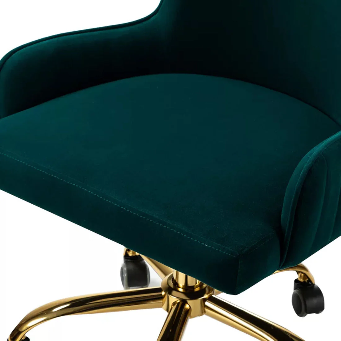 Luxury Emerald Color Velvet Armchair with Golden Base - Image 6