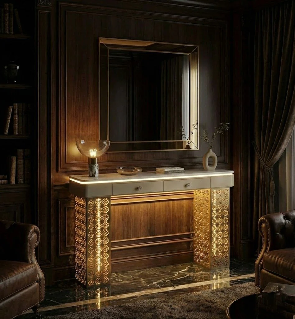 Luxury Entryway Console Table with LED (SS 302) - Image 4