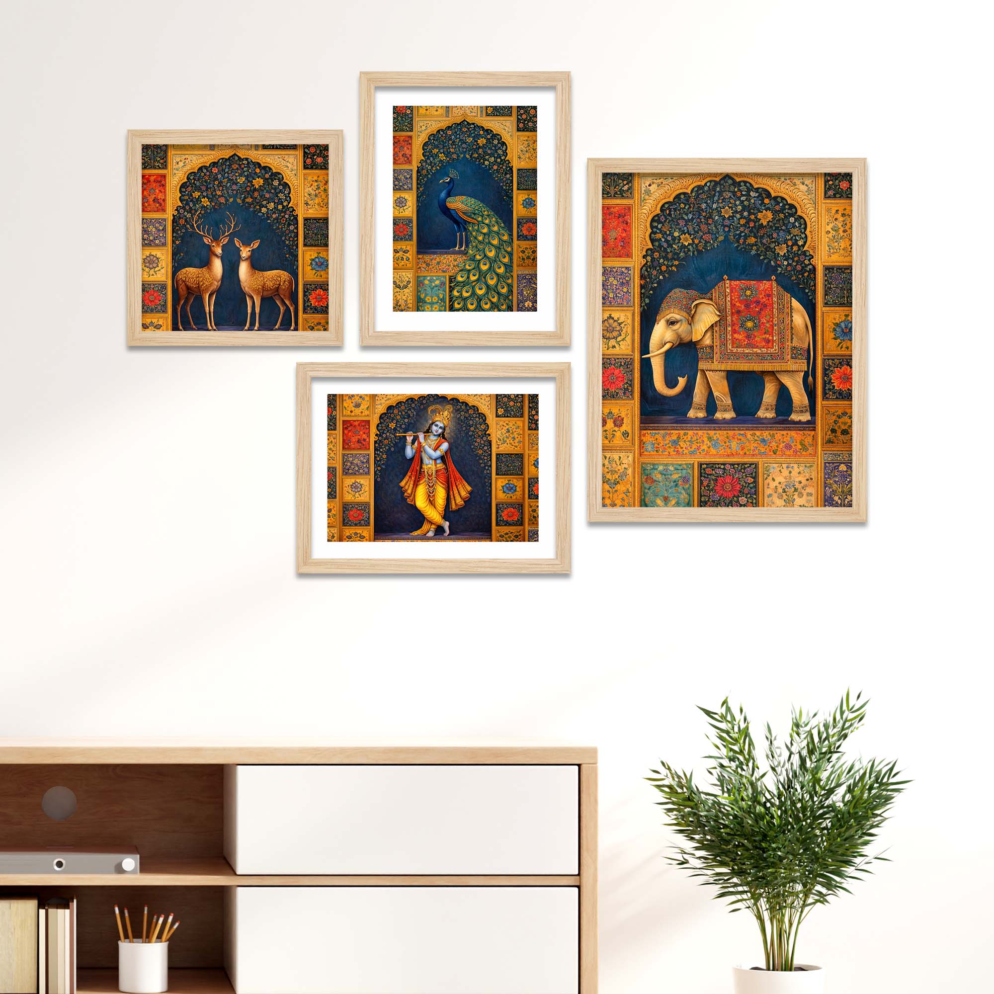 Luxury Ethnic Wall Decor Frame Set of Four