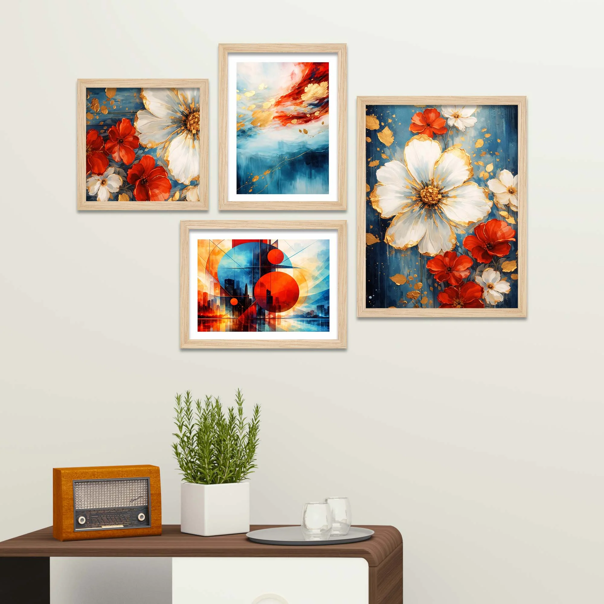 Luxury Floral Wall Frame Set of Four