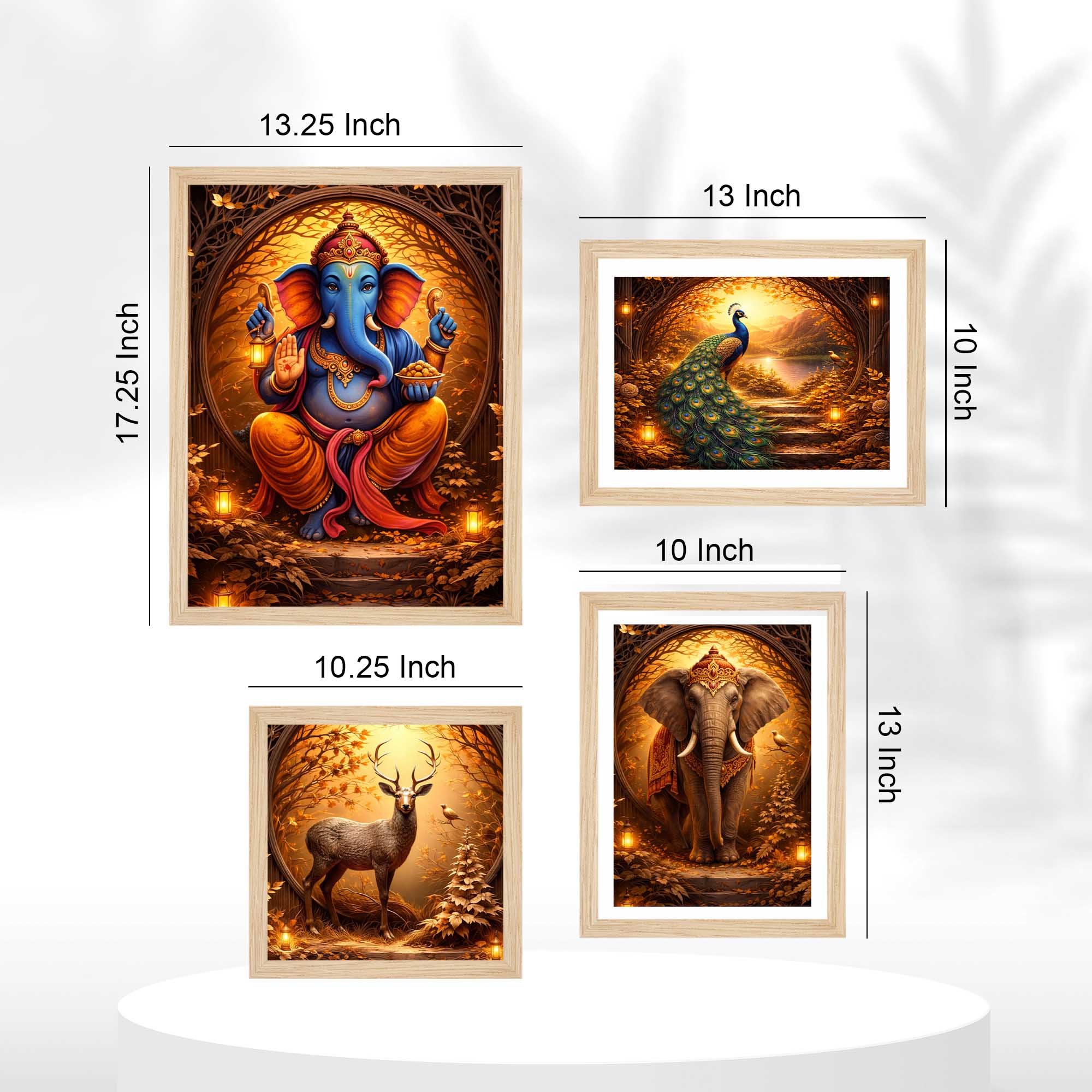Luxury Ganesha & Wildlife Wall Frame Set of Four - Image 5