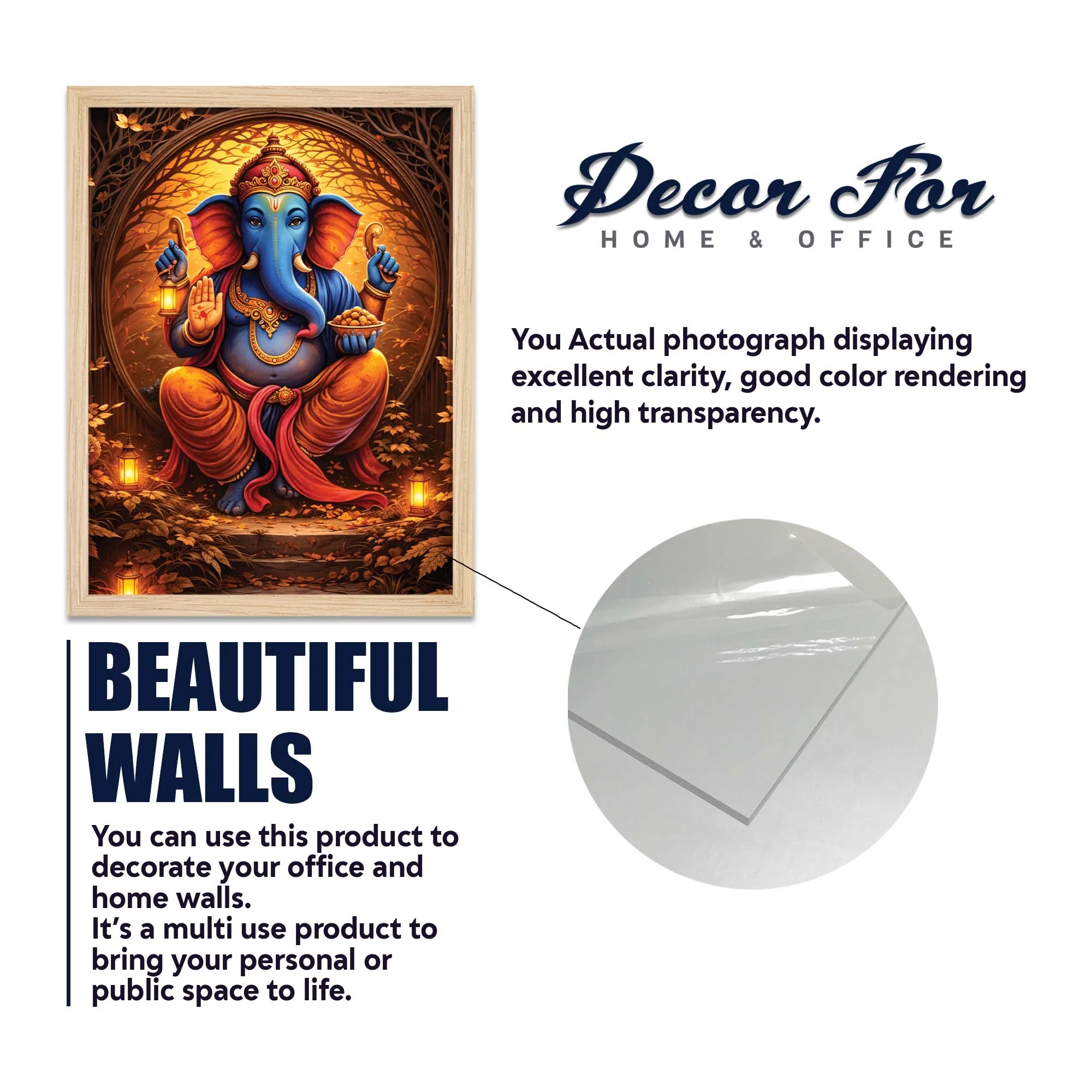 Luxury Ganesha & Wildlife Wall Frame Set of Four - Image 6
