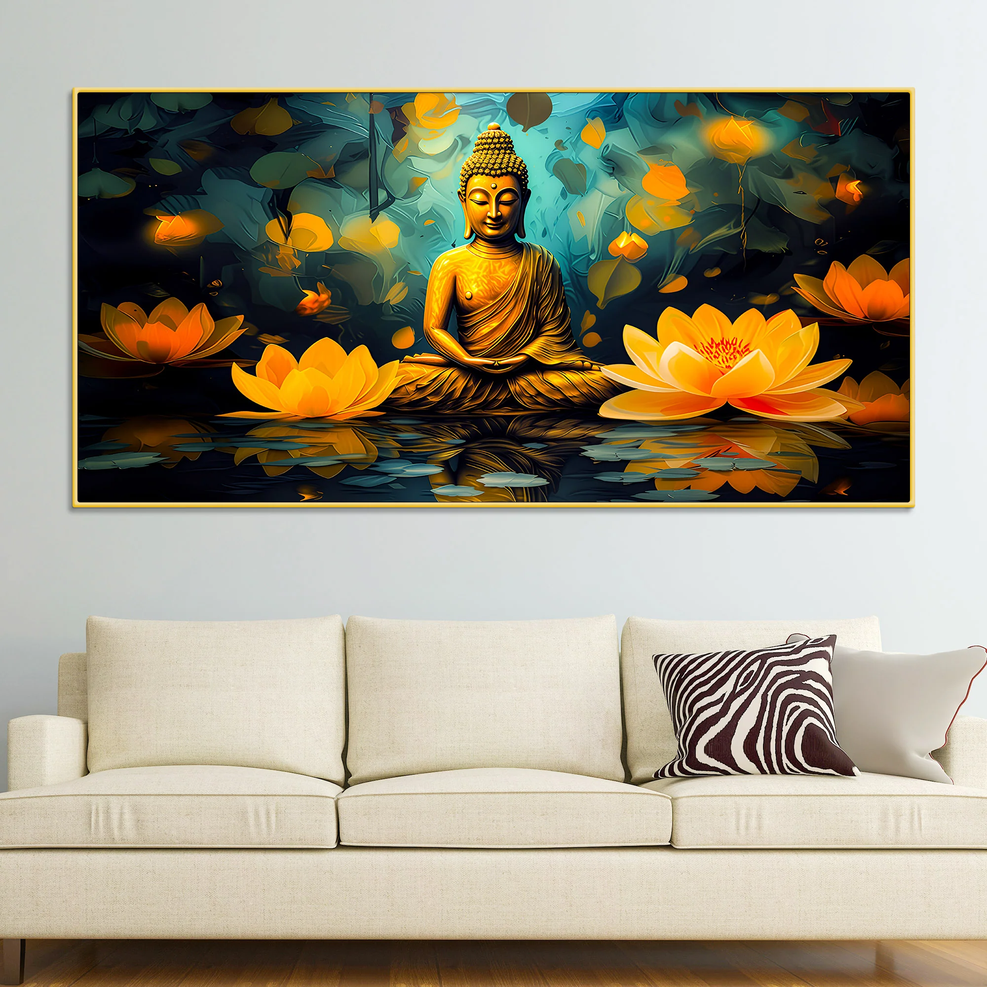 Luxury Gautam Buddha Canvas Painting for Elegant Wall Décor