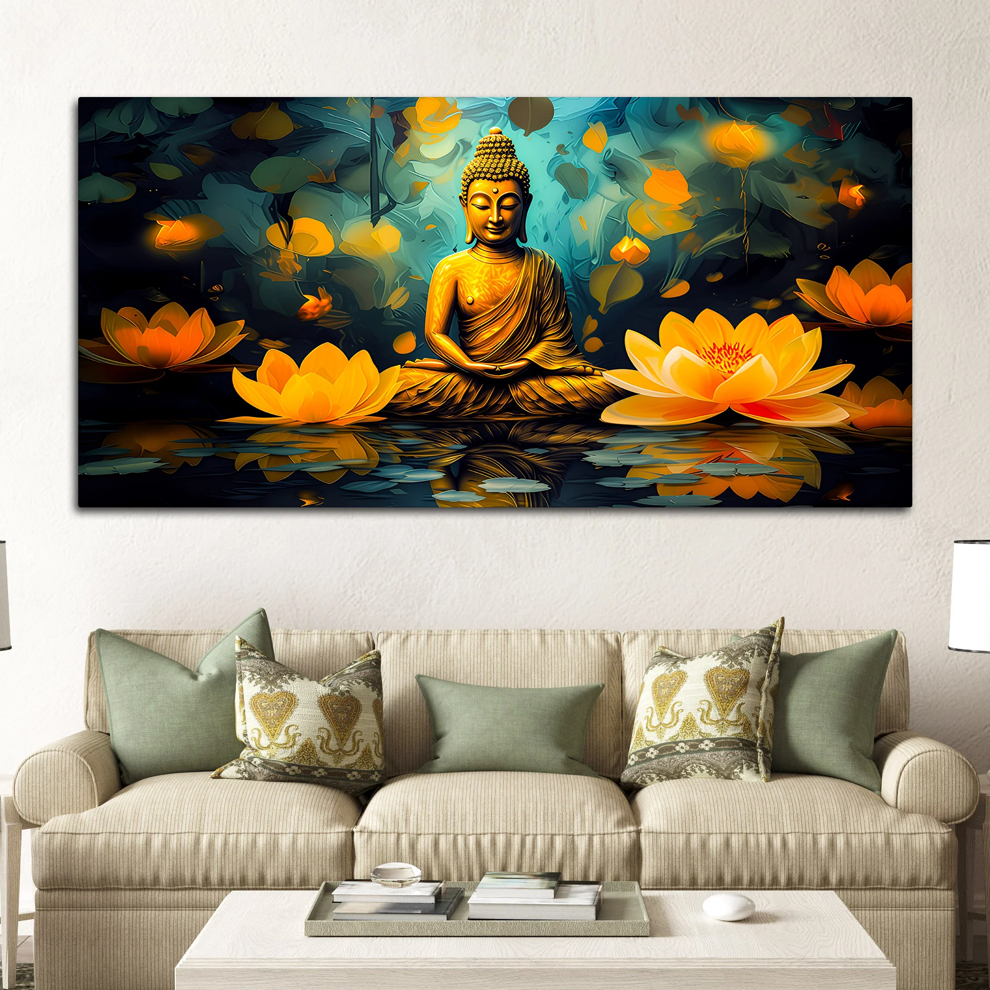 Luxury Gautam Buddha Canvas Painting for Elegant Wall Décor - Image 3