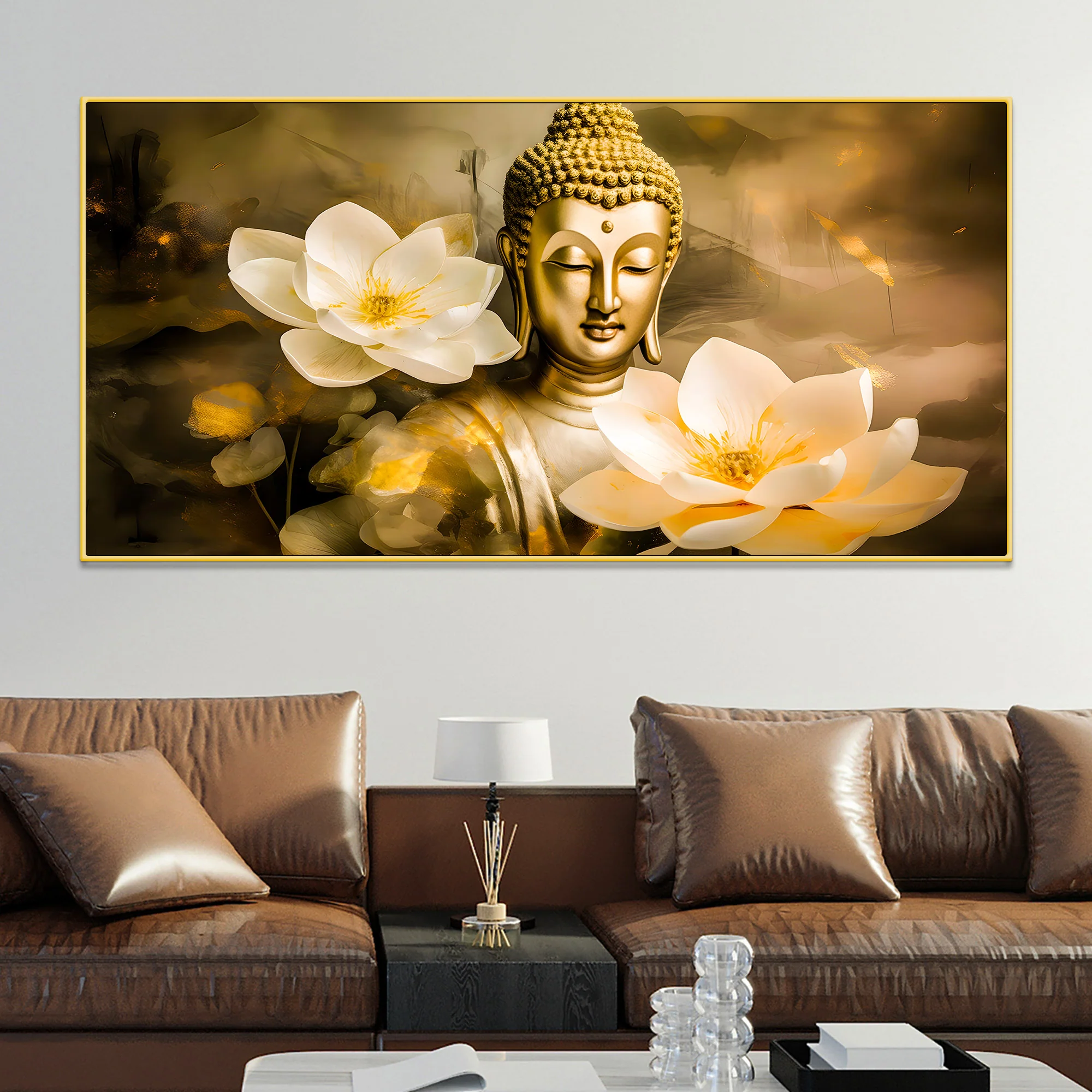 Luxury Gautam Buddha Wall Painting for Modern Living Room