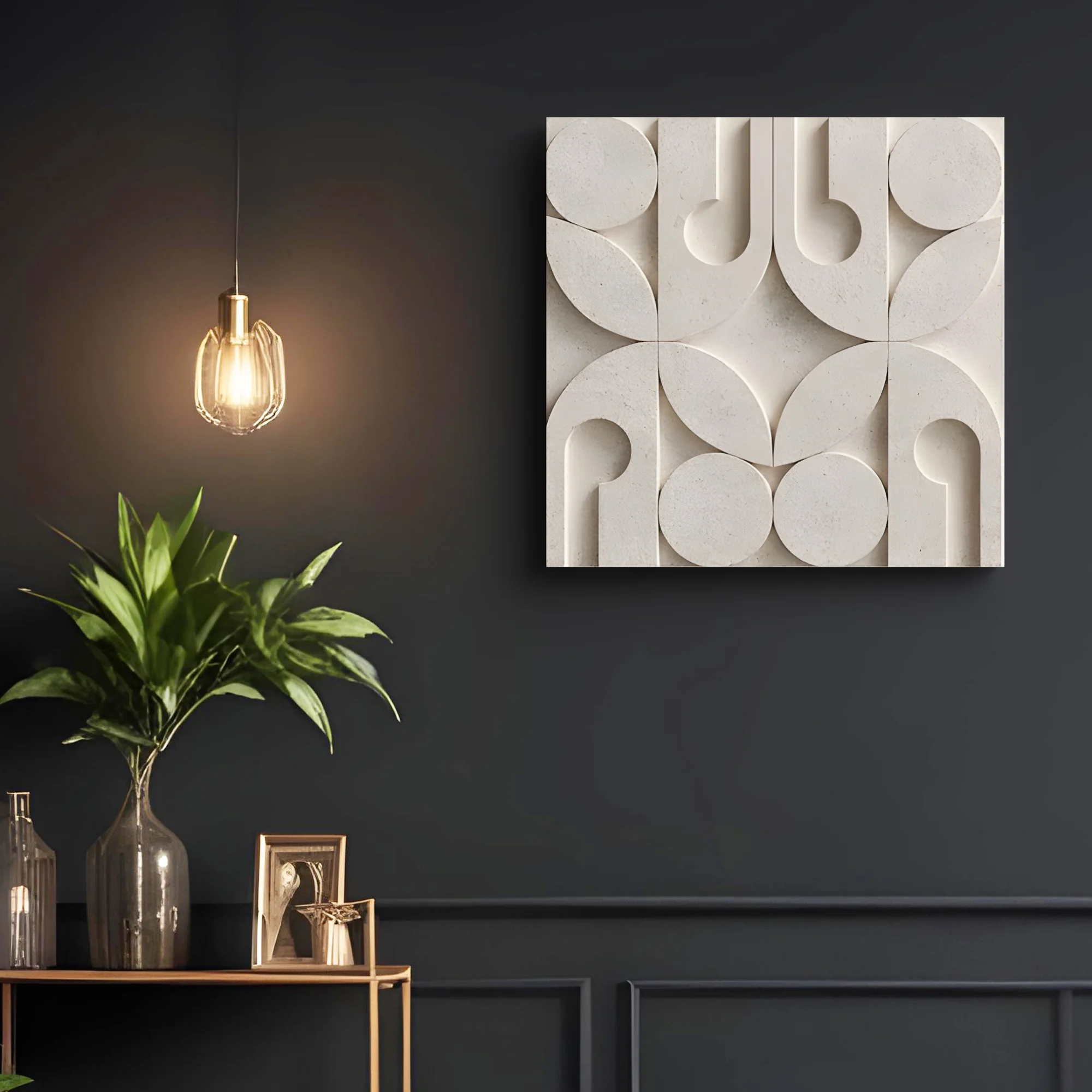 Luxury Geometric Relief in Stone Finish 3D Wall Art Home Decor - Image 3