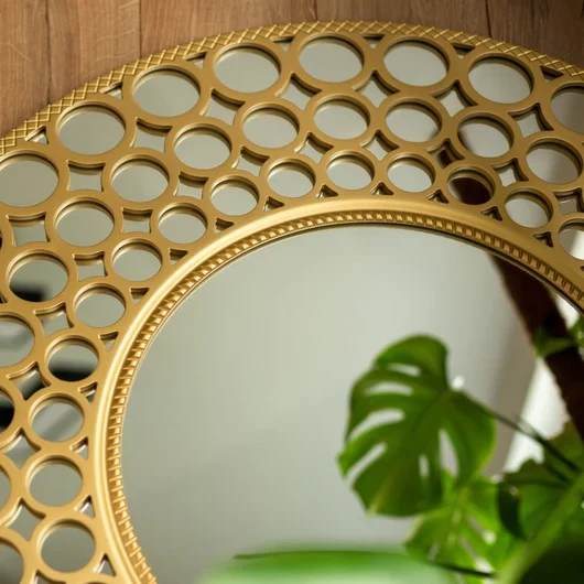 Luxury Gold Round Wall Mirror | Designer Cutout Frame Home Décor - Image 8