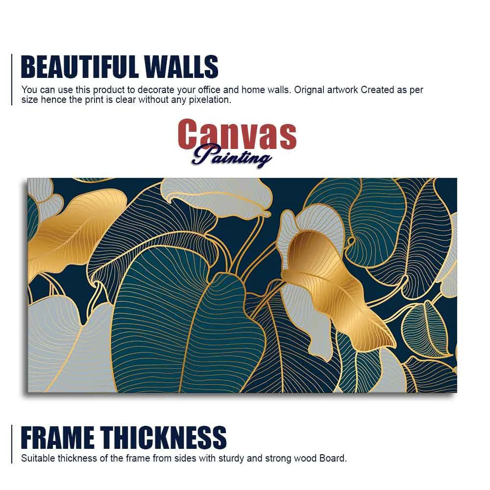 Luxury Golden Art Monstera Leaves Canvas wall Painting - Image 6