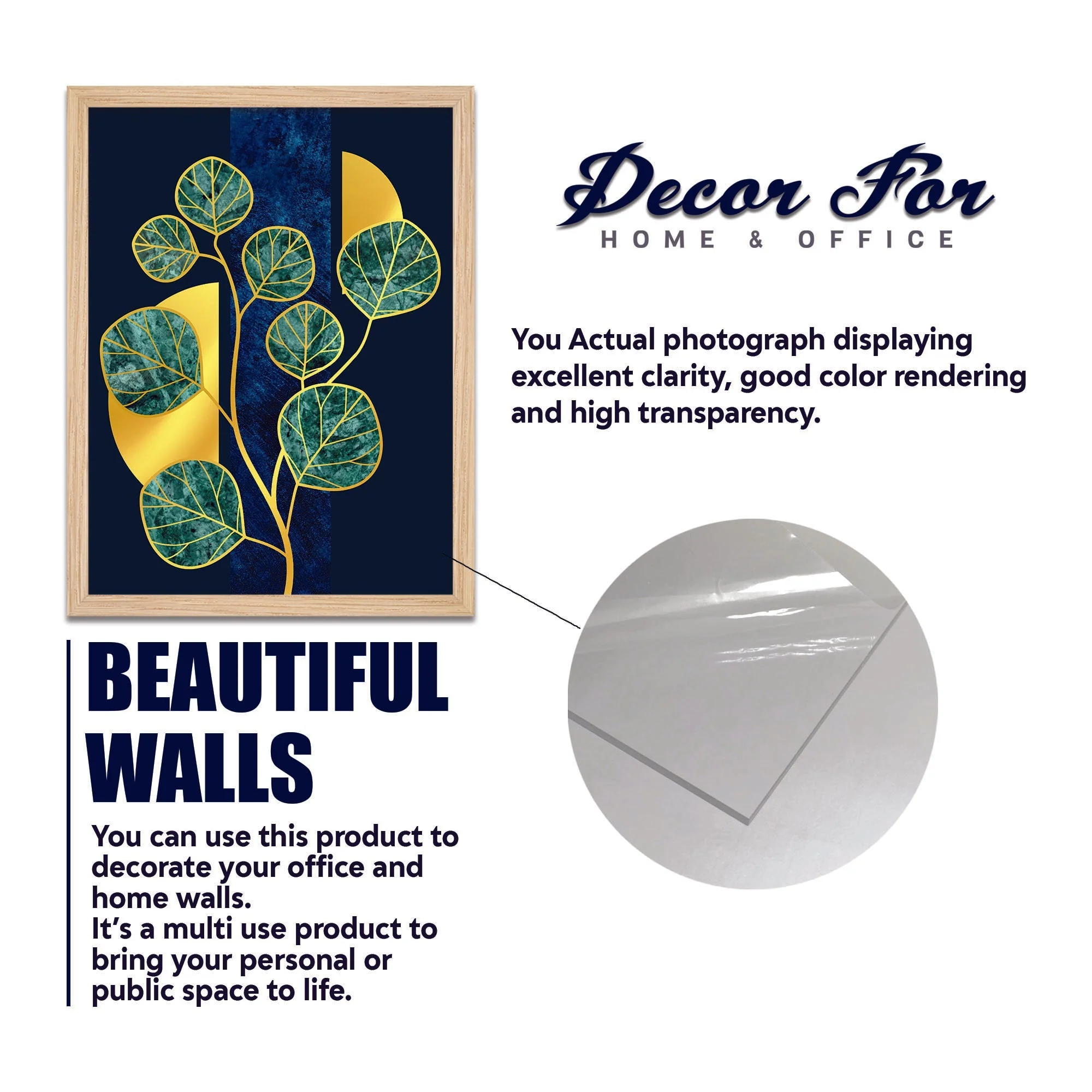 Luxury Golden Leaf Pattern Art Wall Frame Set of Four - Image 5