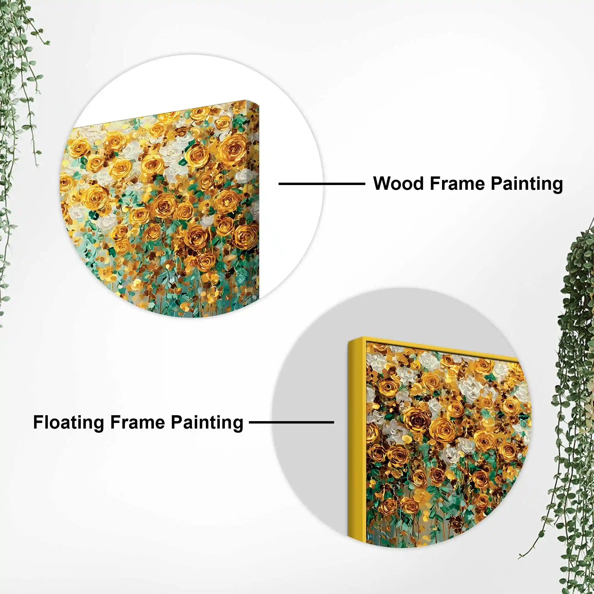 Luxury Golden & White Rose Floral Abstract Wall Painting for Home Decor - Image 7
