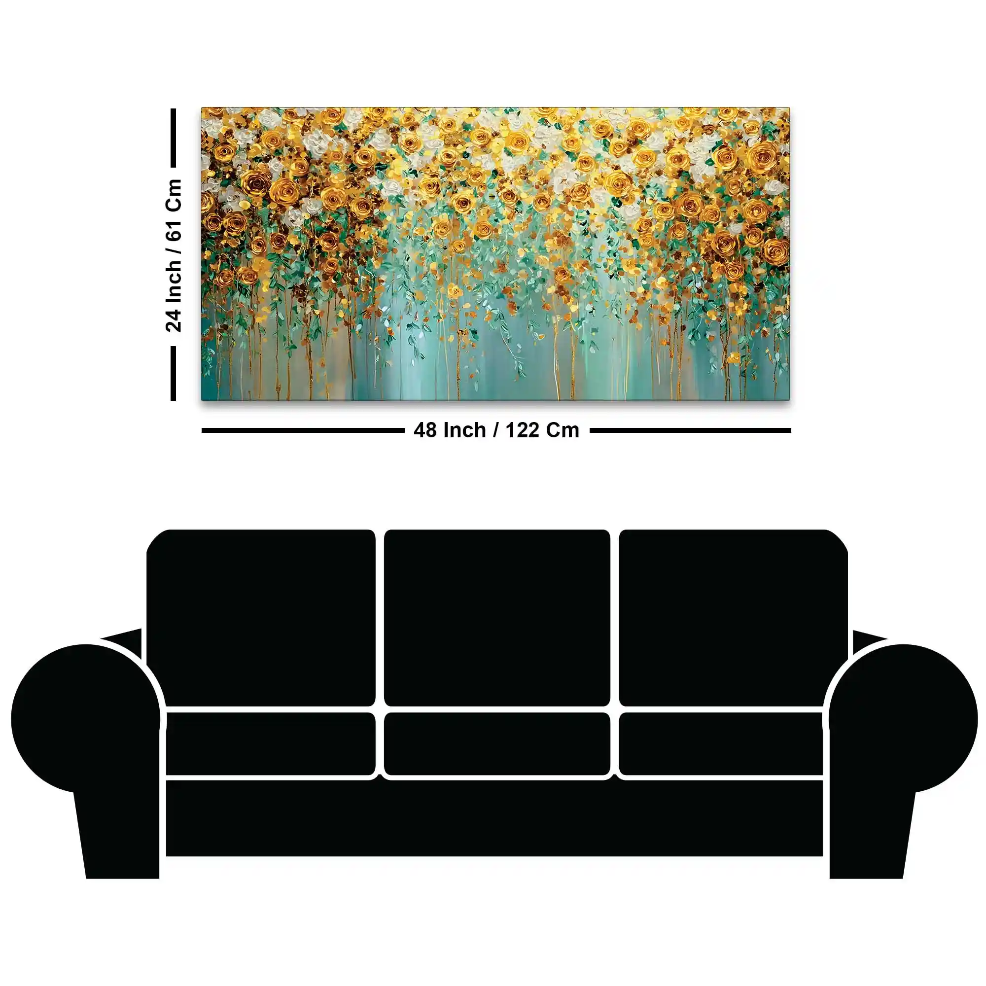 Luxury Golden & White Rose Floral Abstract Wall Painting for Home Decor - Image 8