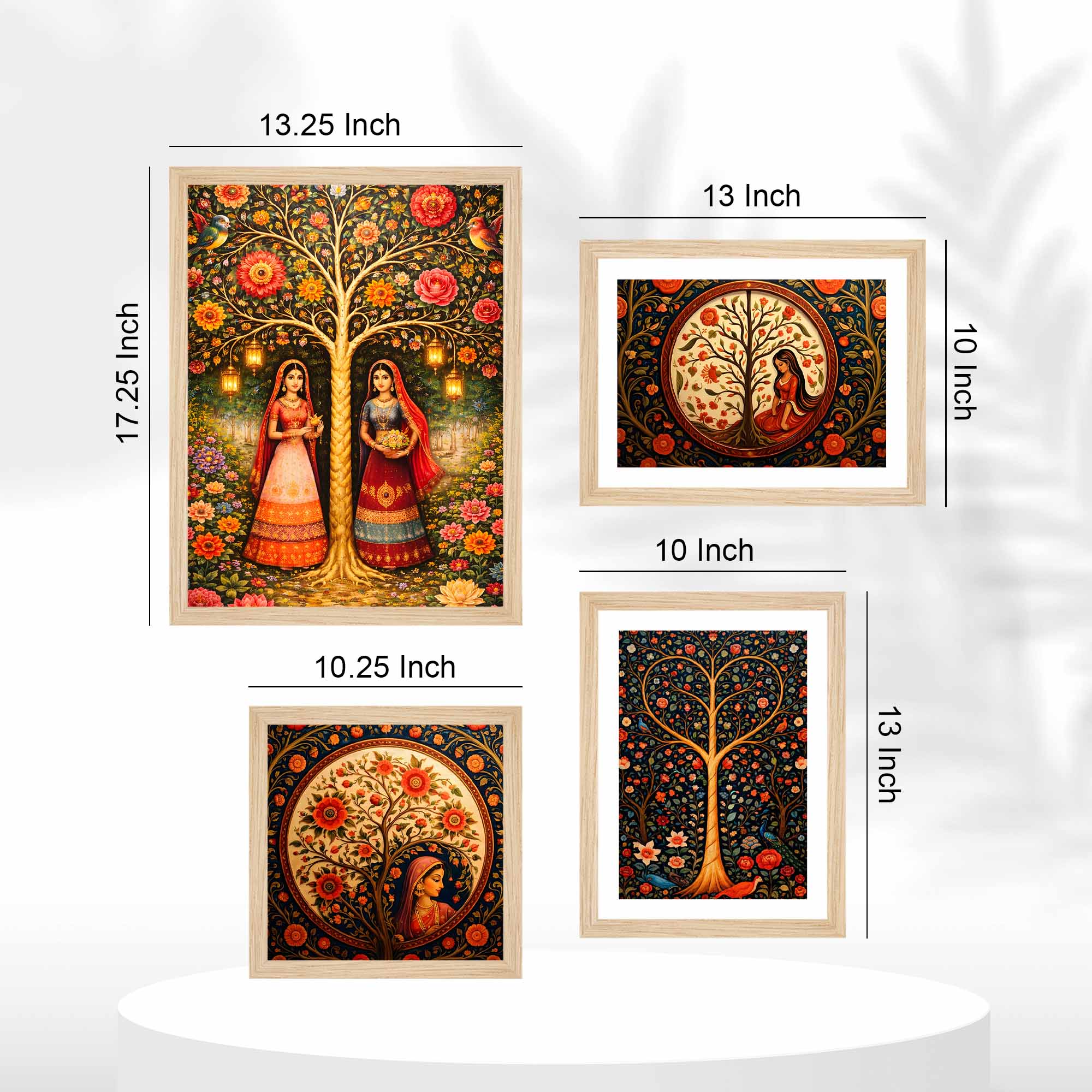 Luxury Indian Floral Wall Frame Set of Four - Image 5
