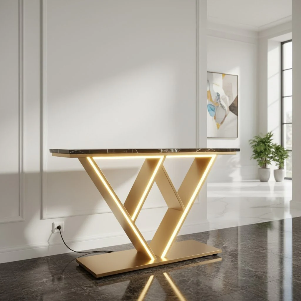Luxury LED Console Table | Modern Gold Entryway Accent Table (SS 302)