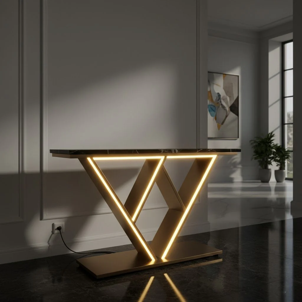 Luxury LED Console Table | Modern Gold Entryway Accent Table (SS 302) - Image 2