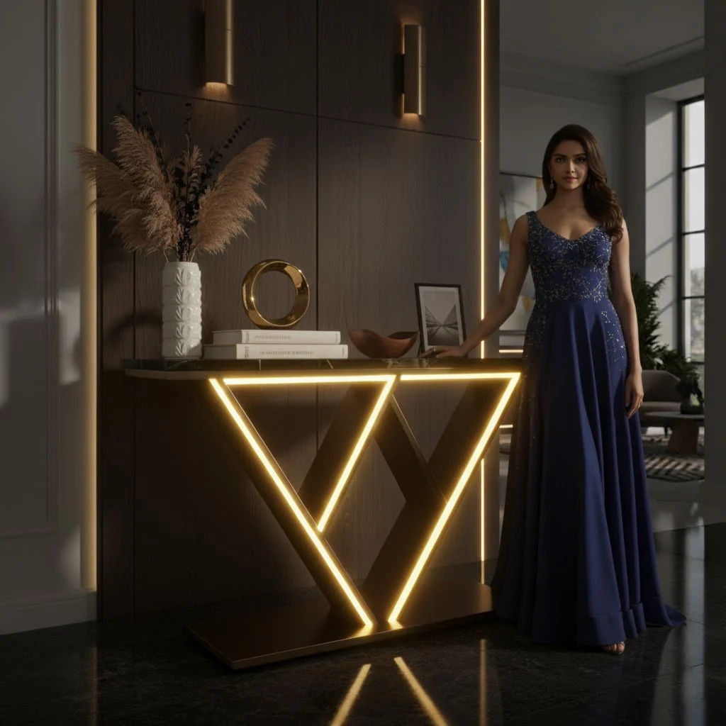 Luxury LED Console Table | Modern Gold Entryway Accent Table (SS 302) - Image 3