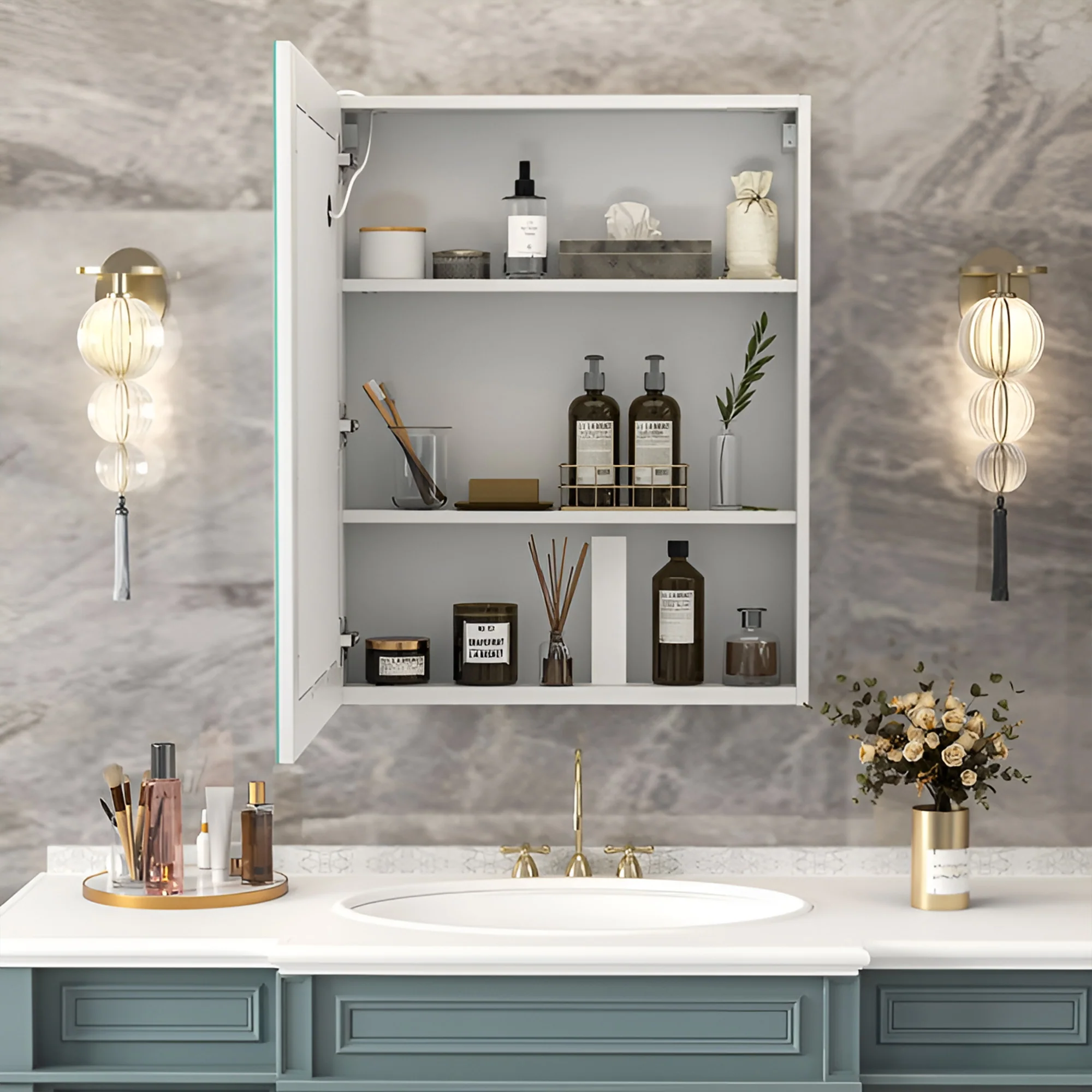 Luxury LED Mirror Cabinet with Minimal Frame and Touch Control - Image 3