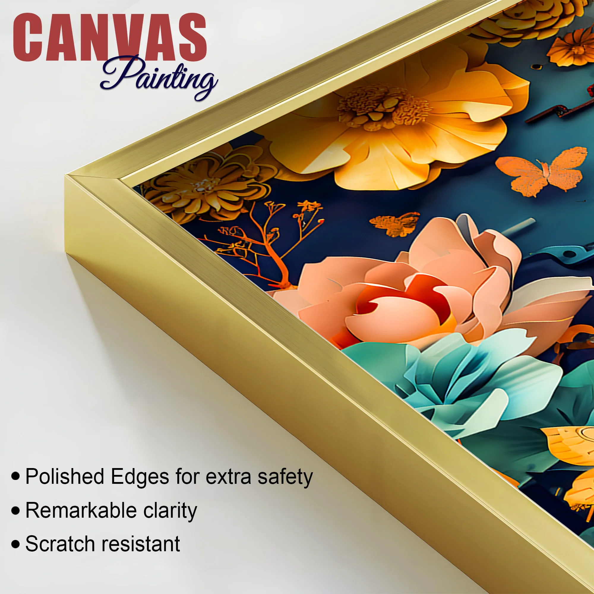 Luxury Lord Buddha Canvas Painting with Floral Design - Image 6