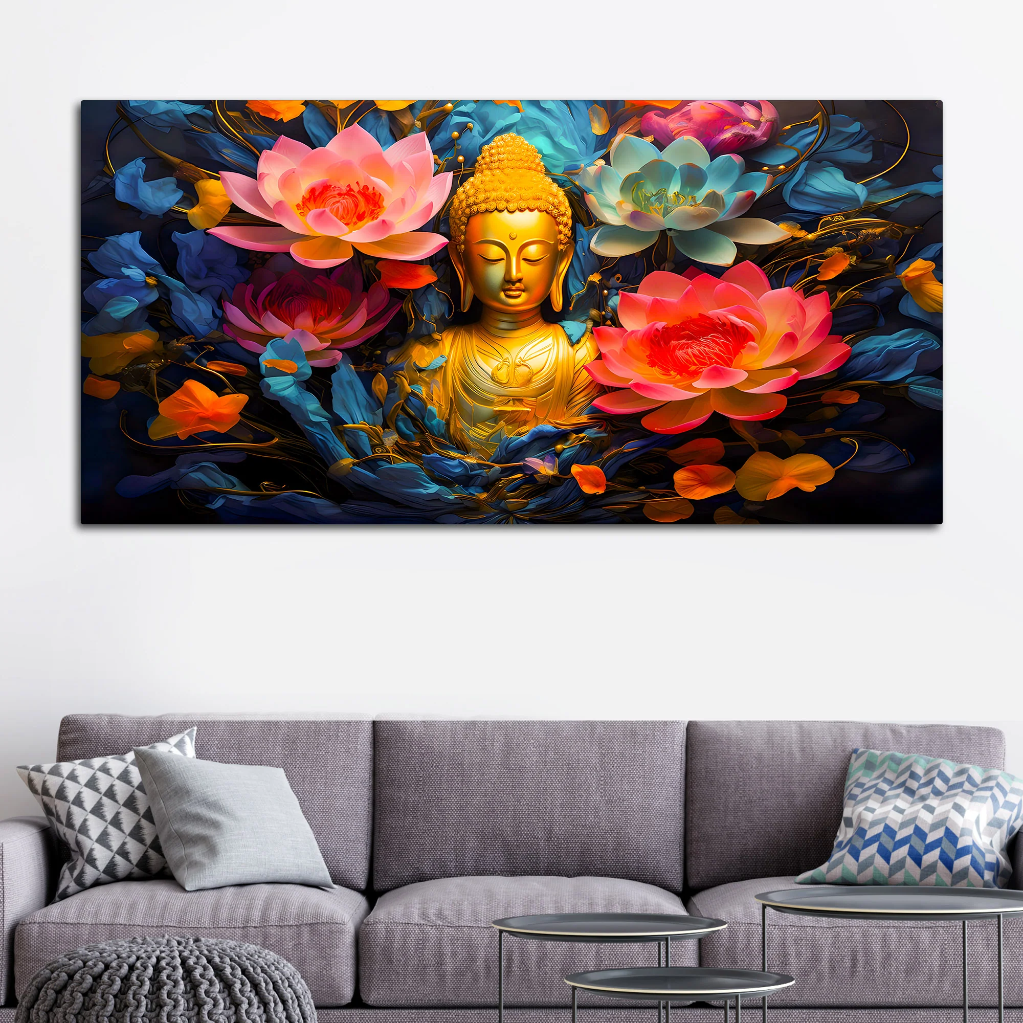 Luxury Lord Buddha Wall Painting for Bedroom & Living Room - Image 3