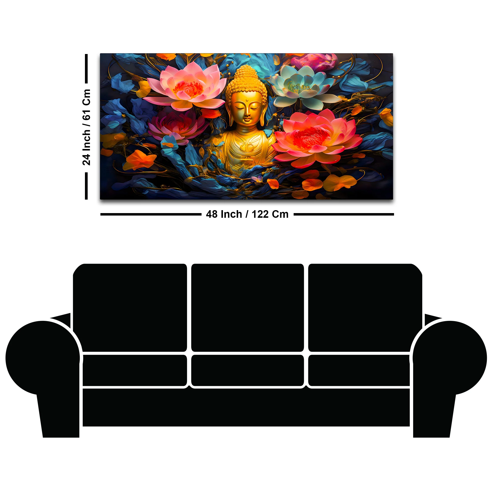 Luxury Lord Buddha Wall Painting for Bedroom & Living Room - Image 8