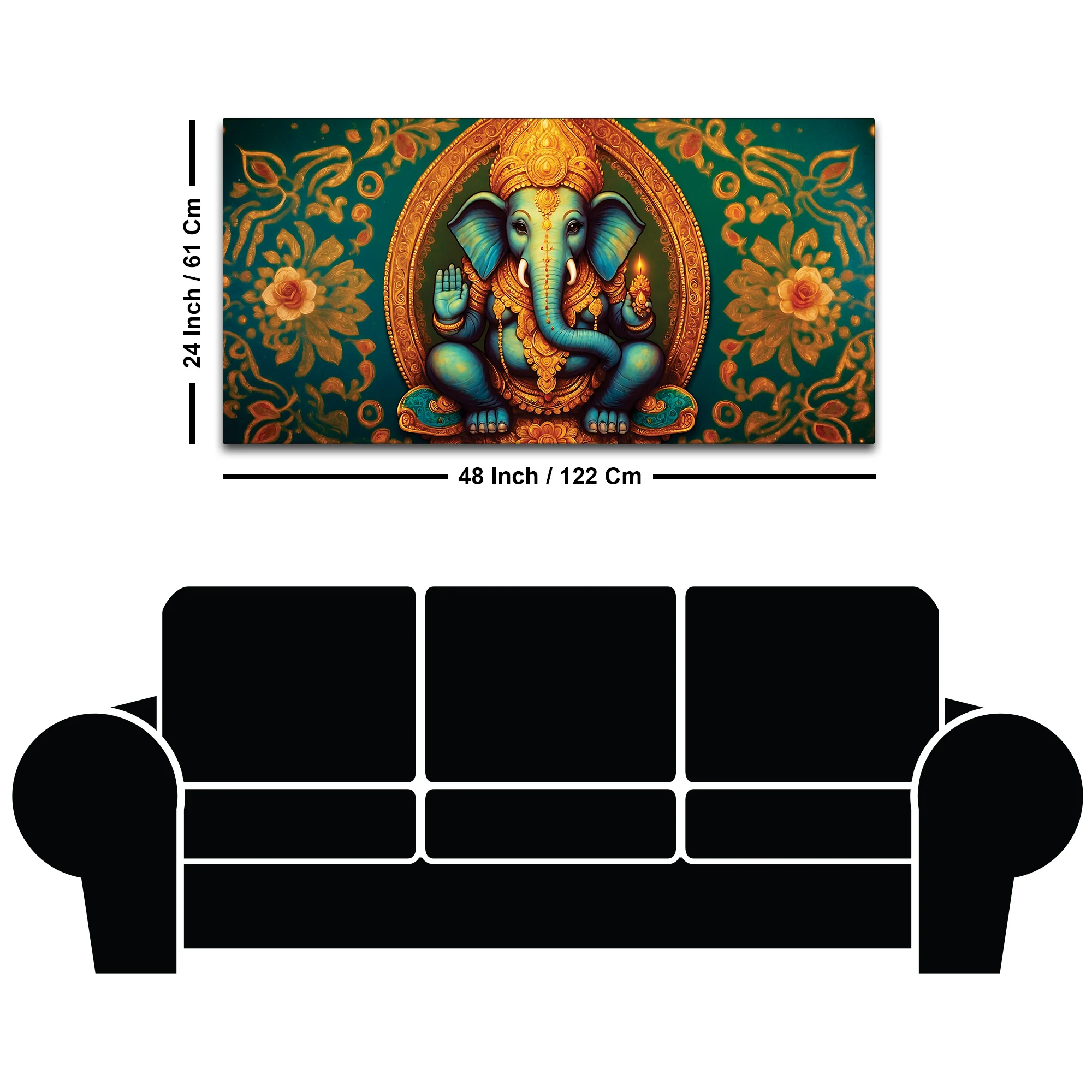 Luxury Lord Ganesha Floral Wall Art Canvas Wall Painting for Home & Office – Elegant Spiritual Wall Décor - Image 8