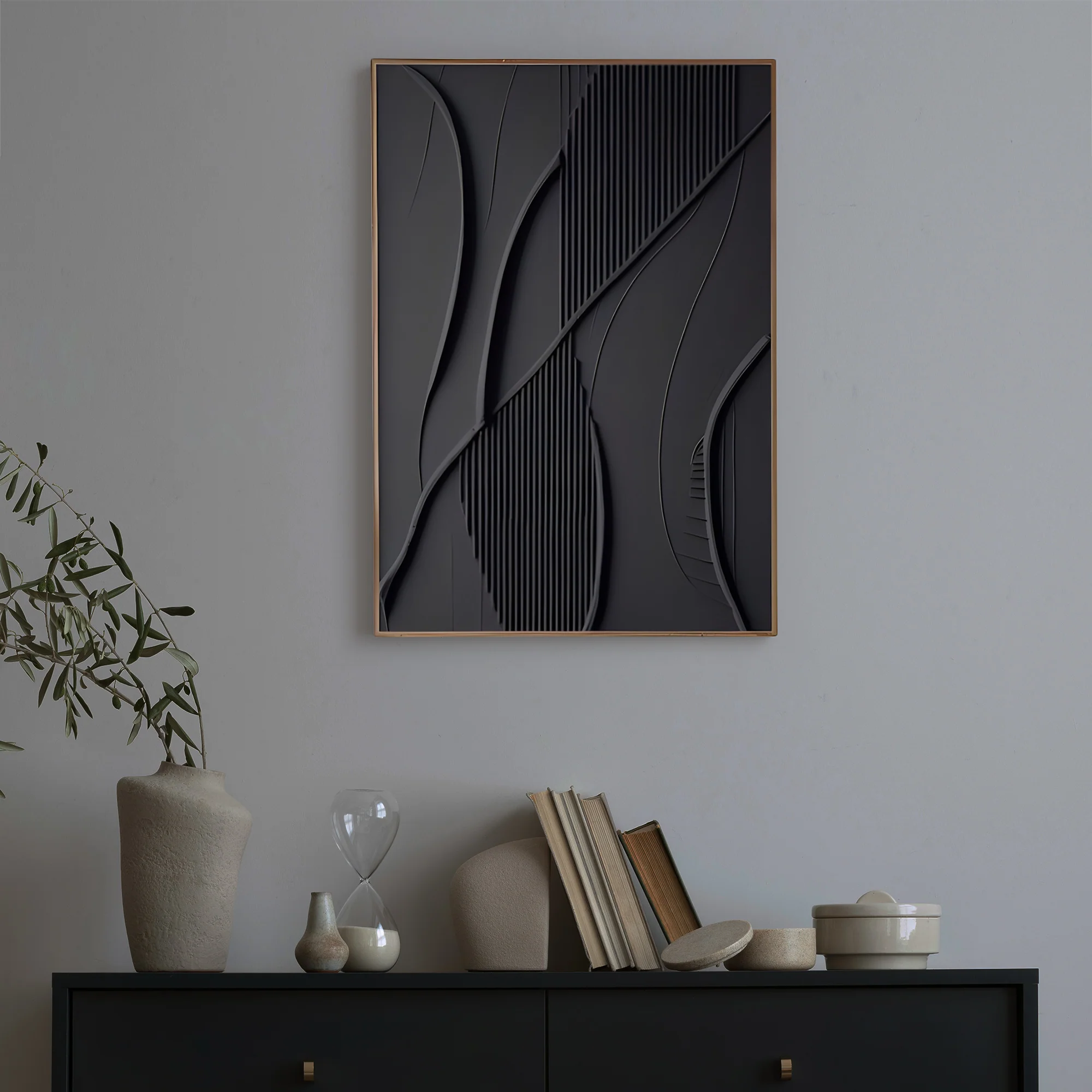 Luxury Modern Black Sculptural 3D Wall Art Home Decor - Image 2