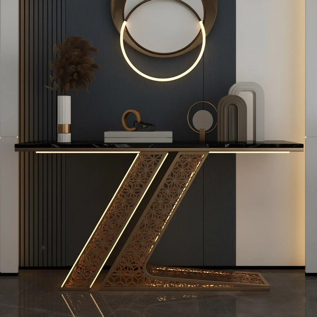 Luxury Modern Console Table with LED Lighting (SS 302) - Image 3