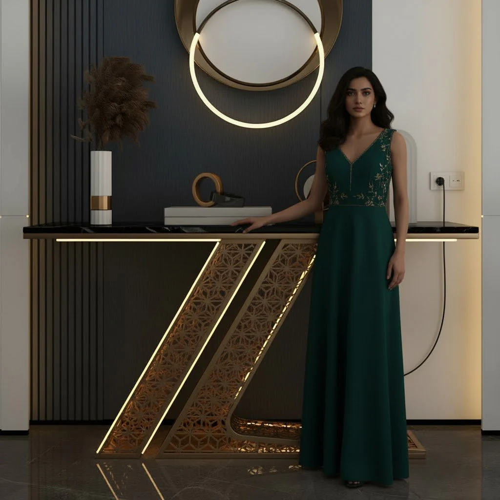 Luxury Modern Console Table with LED Lighting (SS 302) - Image 4