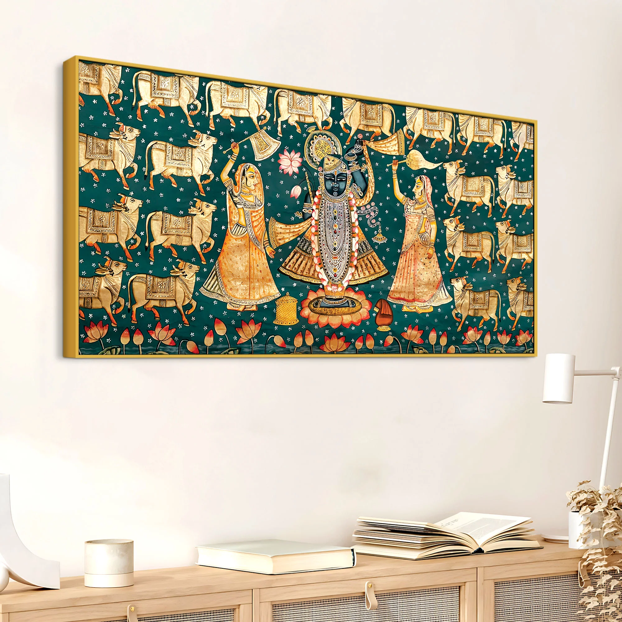 Luxury Nathdwara Shrinathji Krishna Wall Painting - Image 4