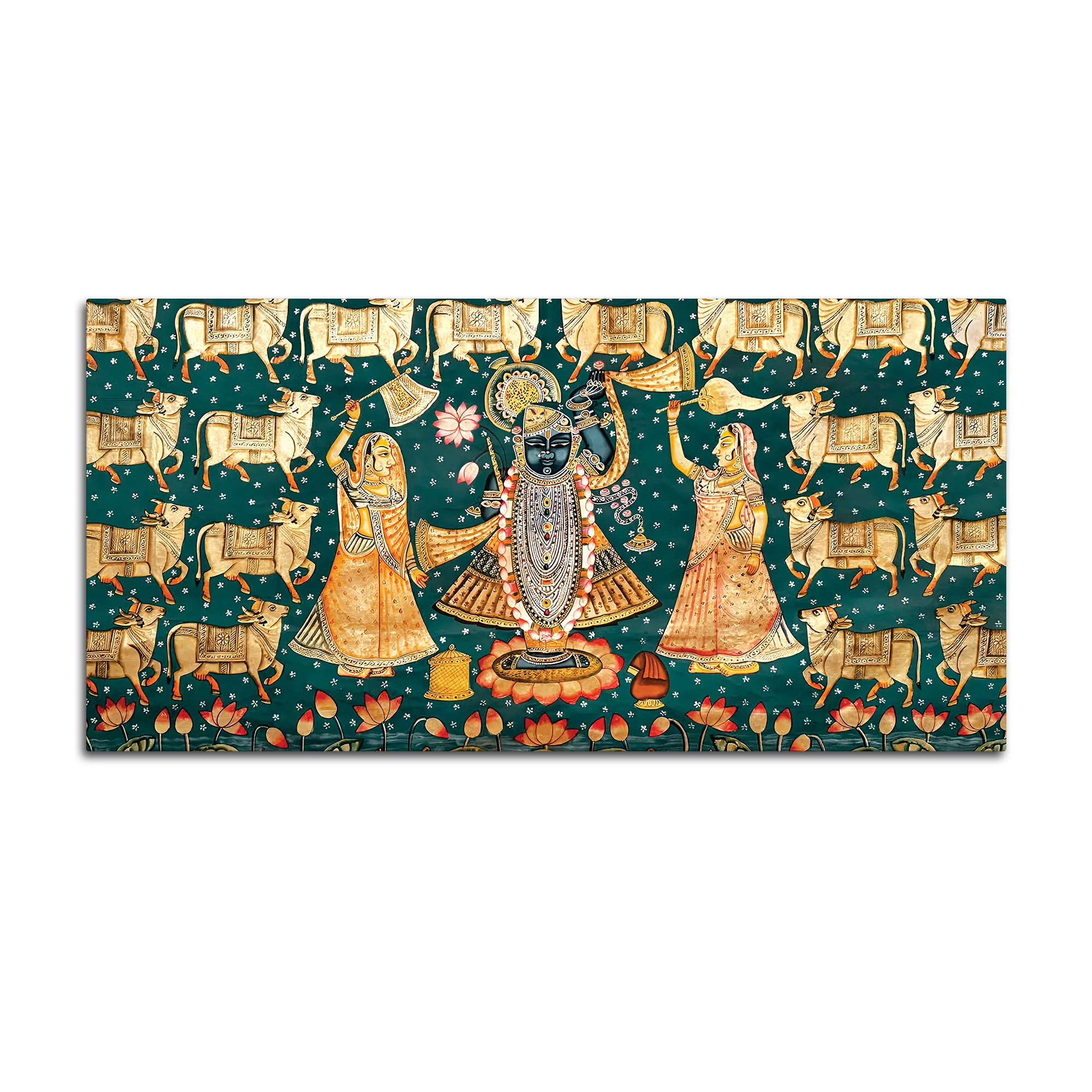 Luxury Nathdwara Shrinathji Krishna Wall Painting - Image 7