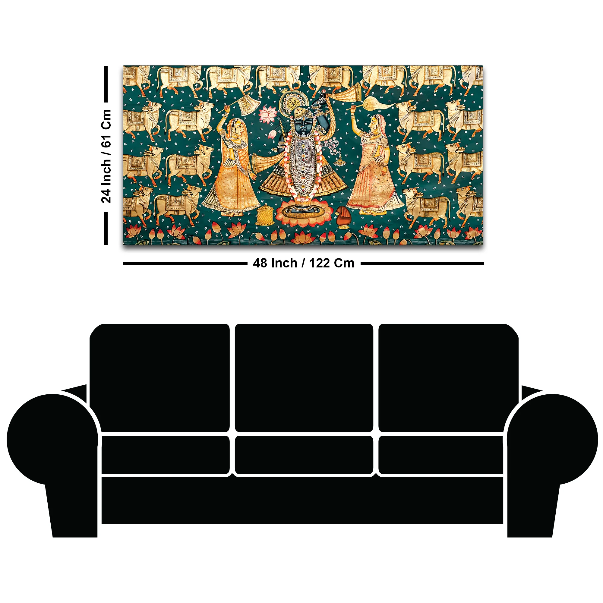 Luxury Nathdwara Shrinathji Krishna Wall Painting - Image 8