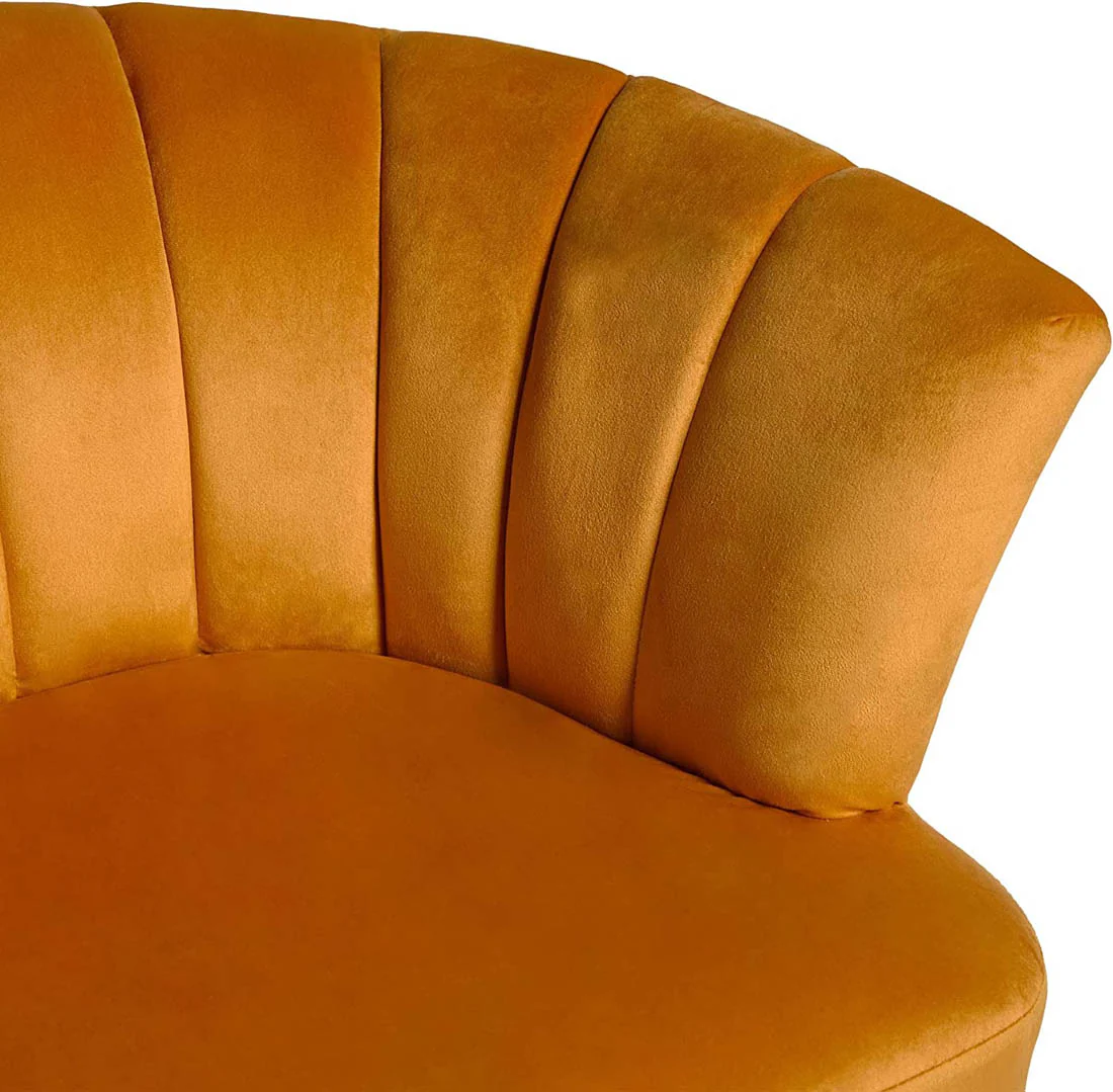 Luxury Opening Shell Designer Yellow Velvet Sofa Lounge Chair - Image 5